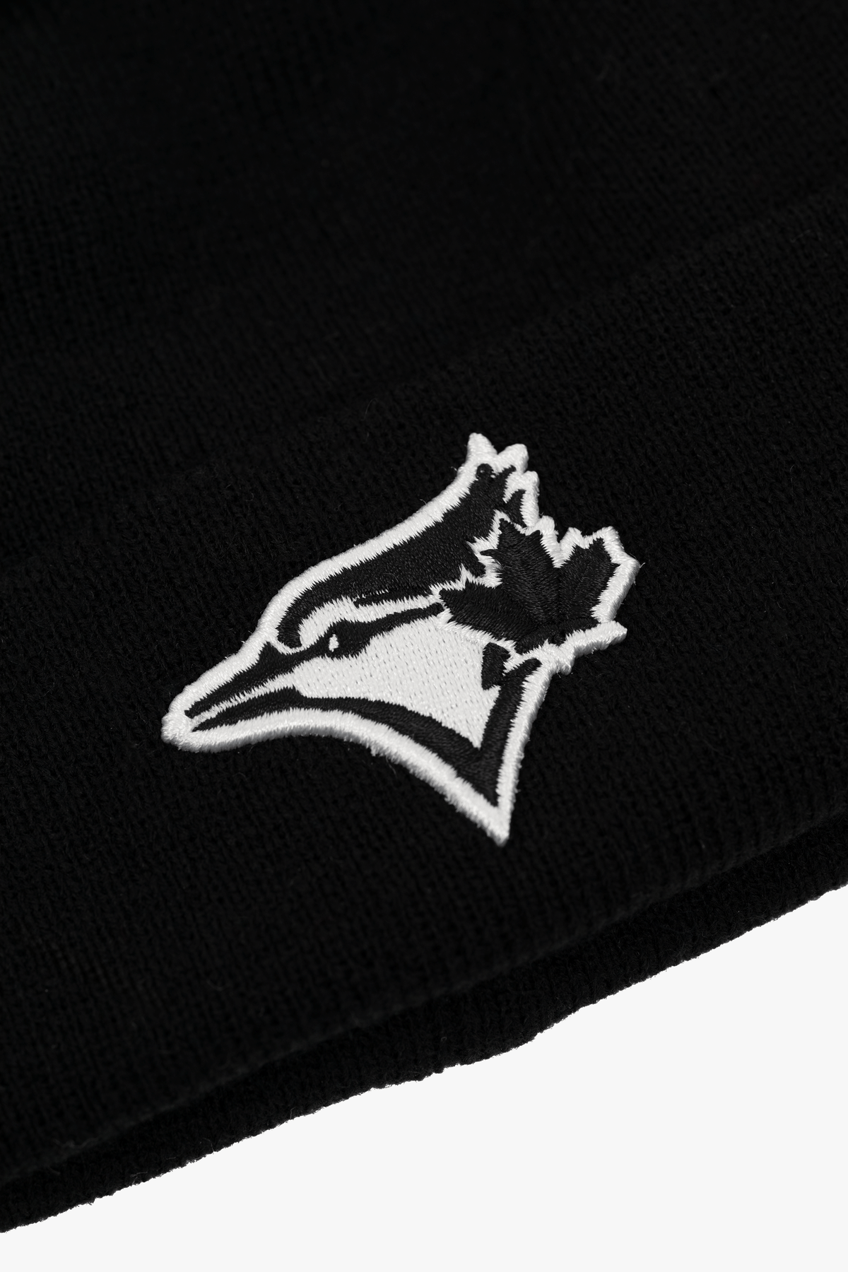 Toronto Blue Jays Cuffed Knit Black Beanie with Primary Black/White Logo, Adult MLB Winter Toque with Logo, One Size