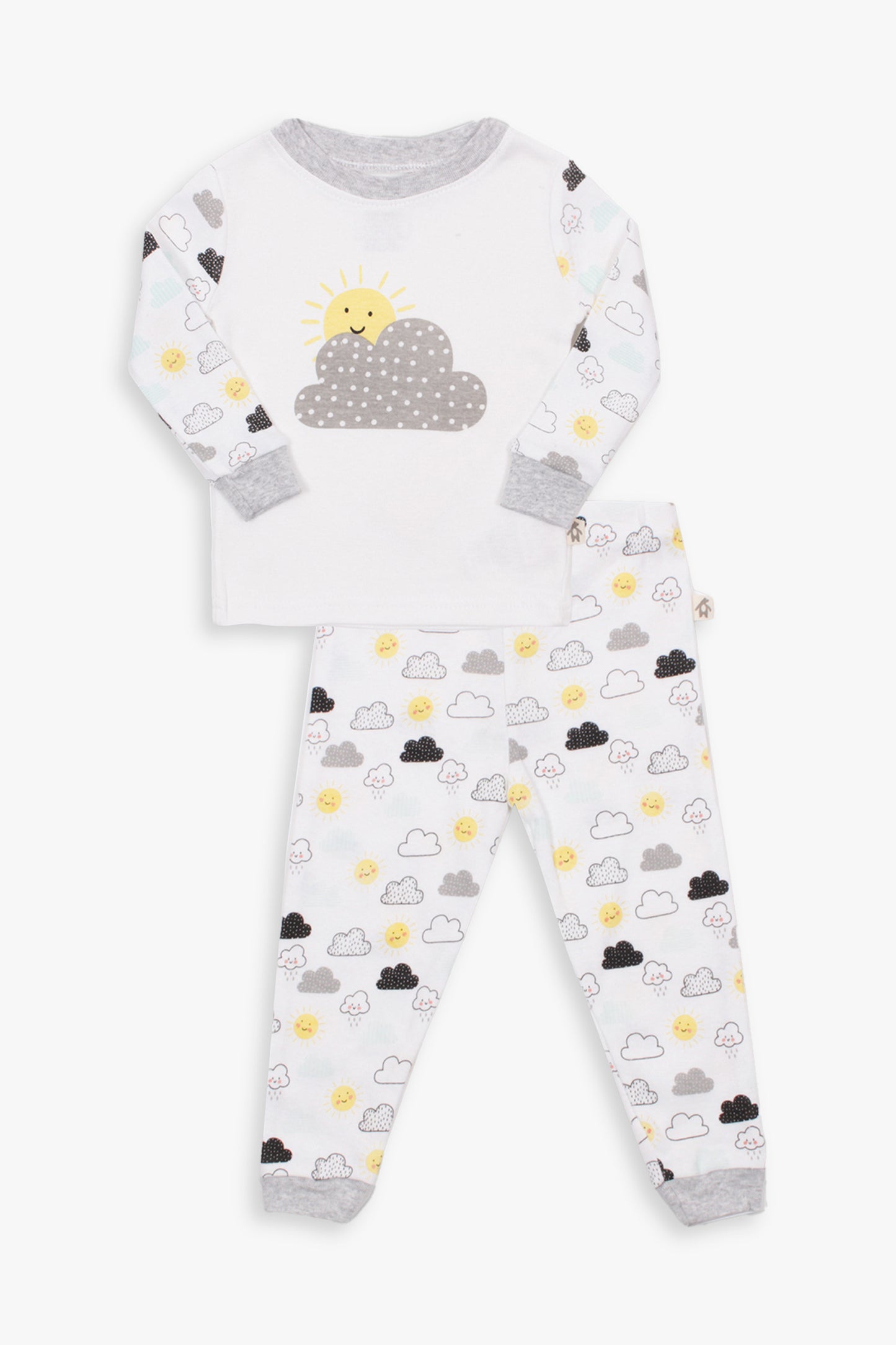 Snugabye Black & White Clouds Baby 2-Piece PJ Sleep Set