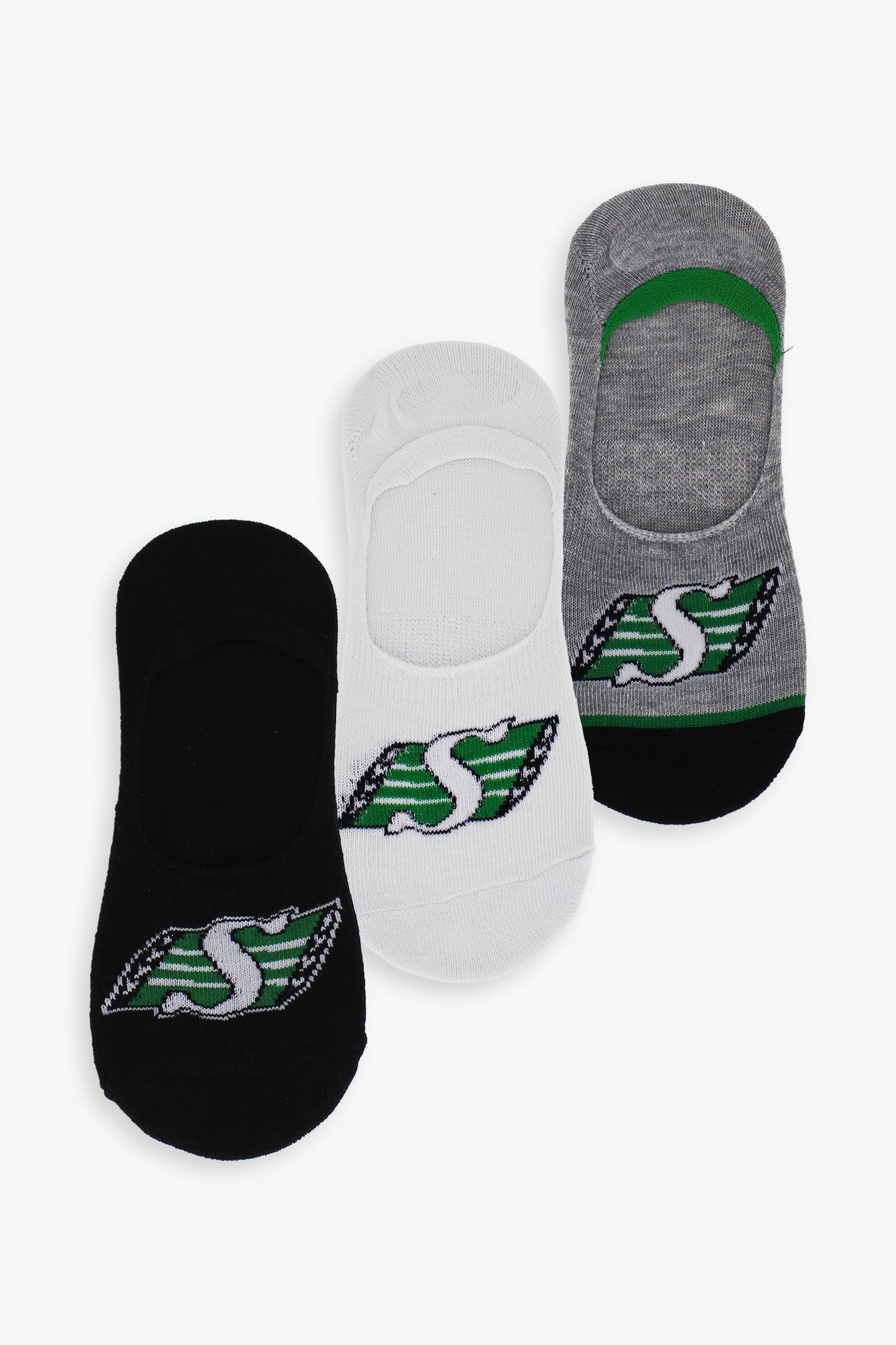 Gertex CFL Saskatchewan Roughriders Ladies 3 Pack No-Show Socks