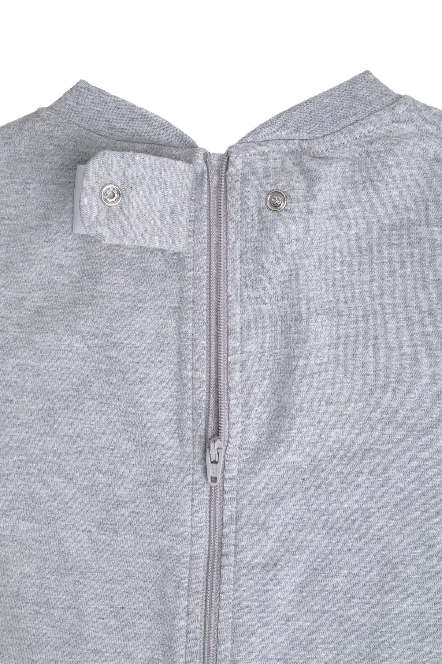 Kids Heather Grey Lightweight Organic Cotton Adaptive, Anti-Strip, Back-Zip Romper