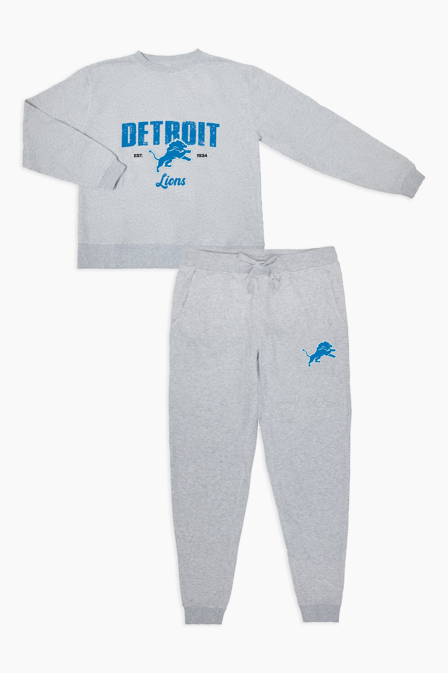 PJ Lounge Set Detroit Lions Grey French Terry PJ Lounge Set