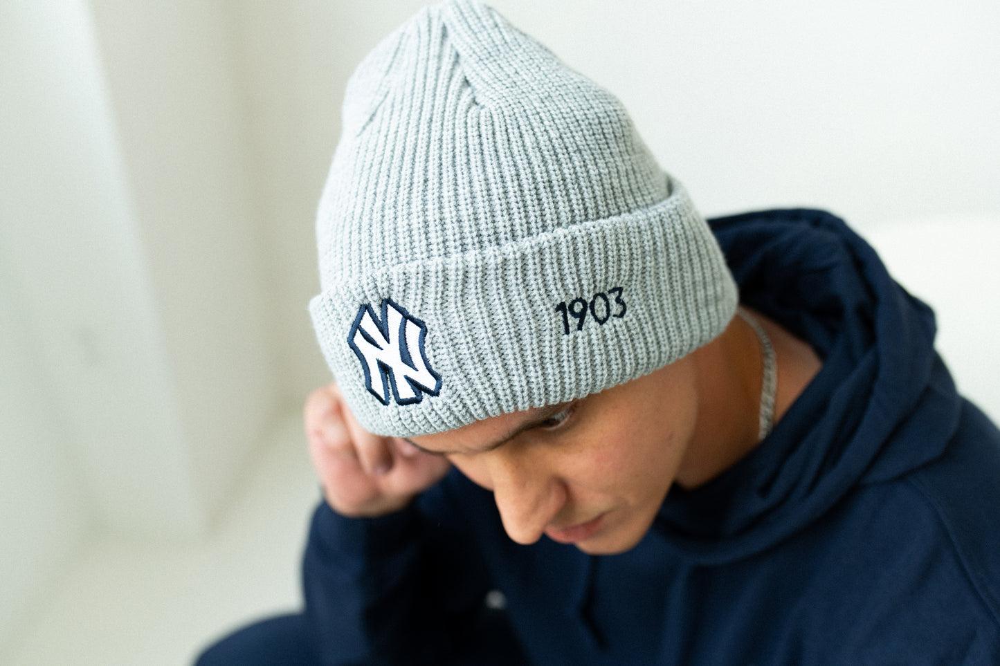 Adult MLB New York Yankees Ribbed Cuff Beanie with Embroidered Logo