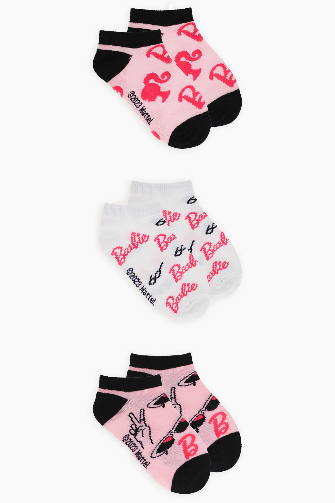 Gertex Barbie Youth Girls 3-Pack No-Show Ankle Socks