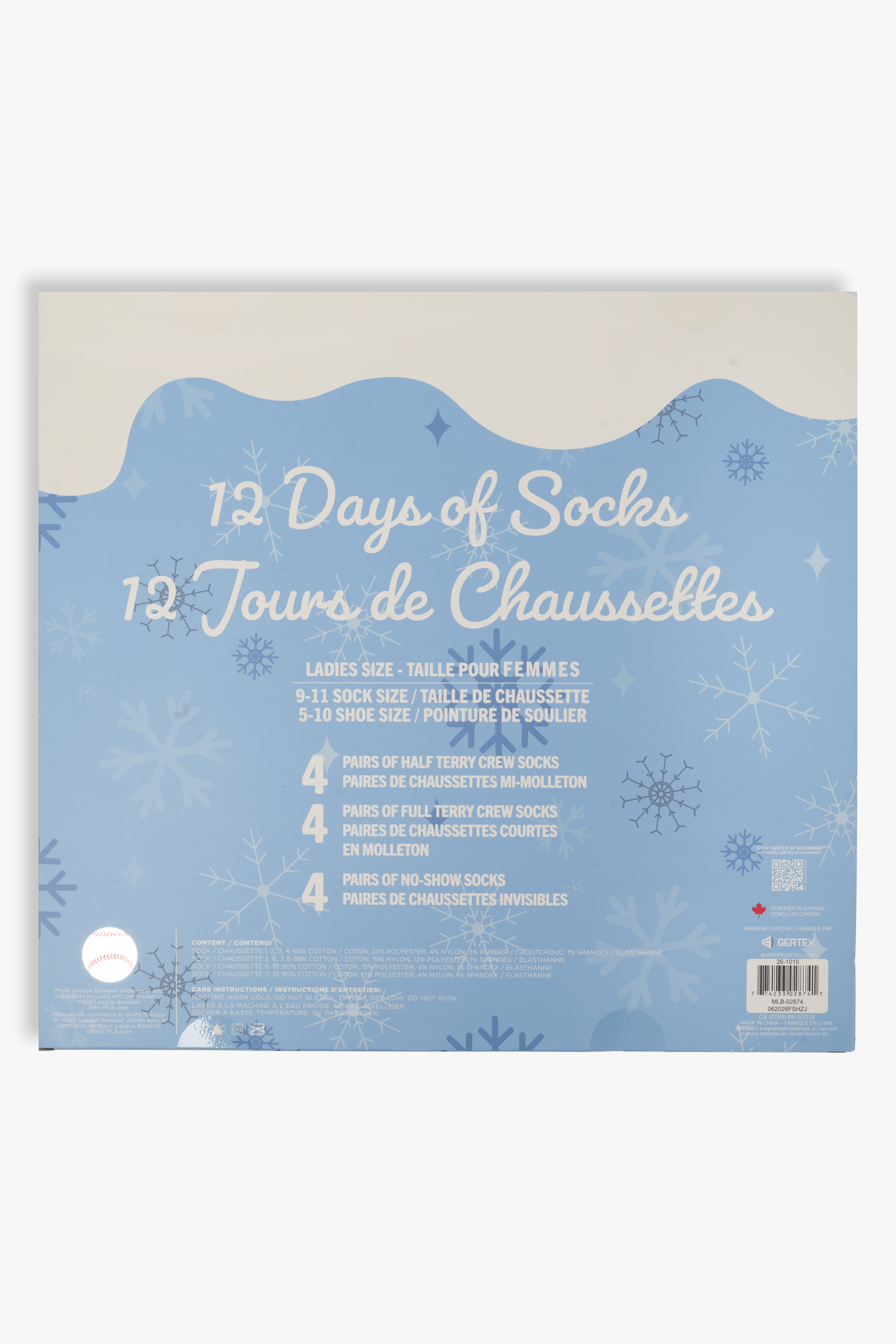Ladies Toronto Blue Jays 12 Days of Socks Advent Calendar, MLB Holiday Gift Set