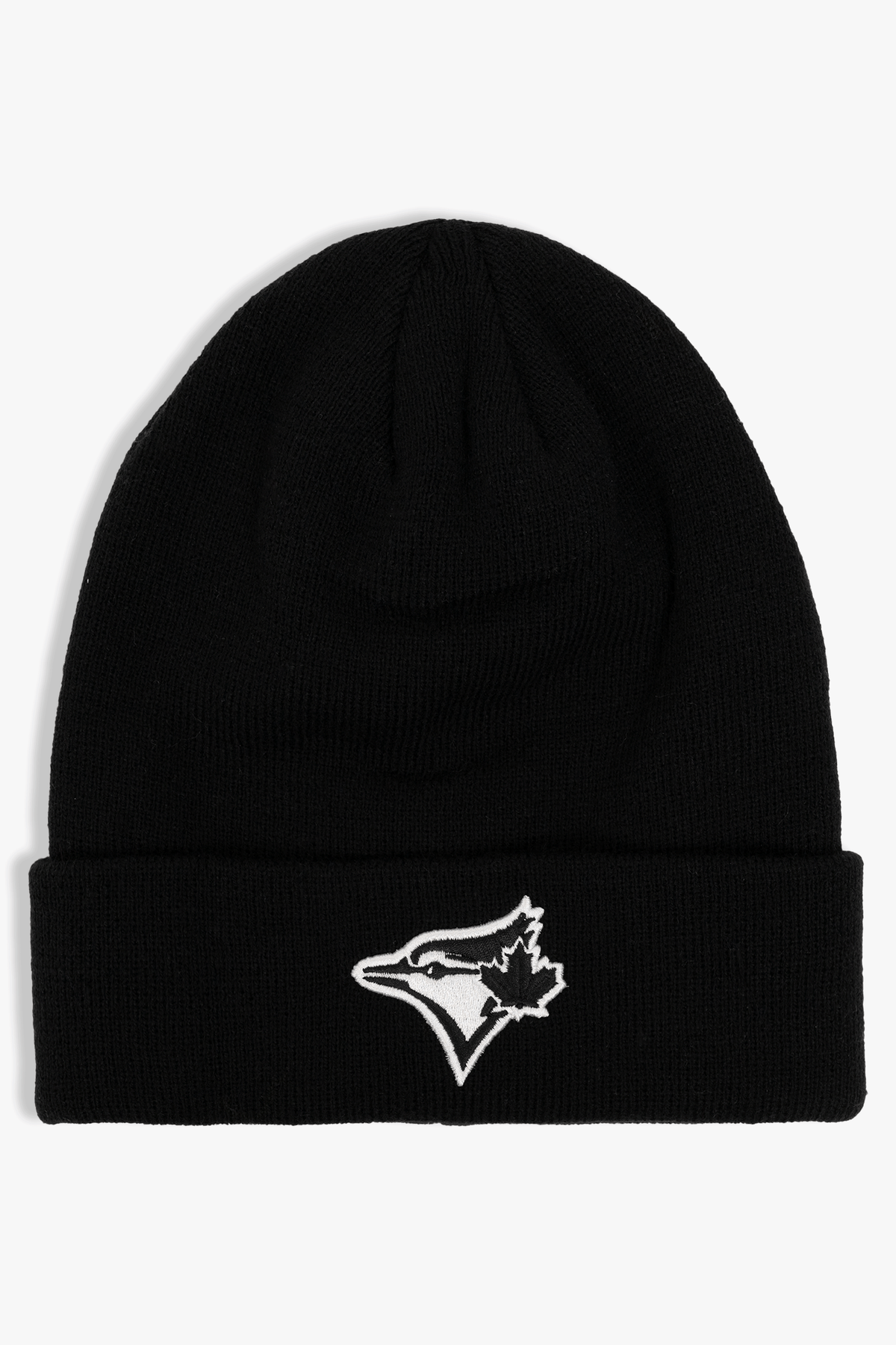 Toronto Blue Jays Cuffed Knit Black Beanie with Primary Black/White Logo, Adult MLB Winter Toque with Logo, One Size