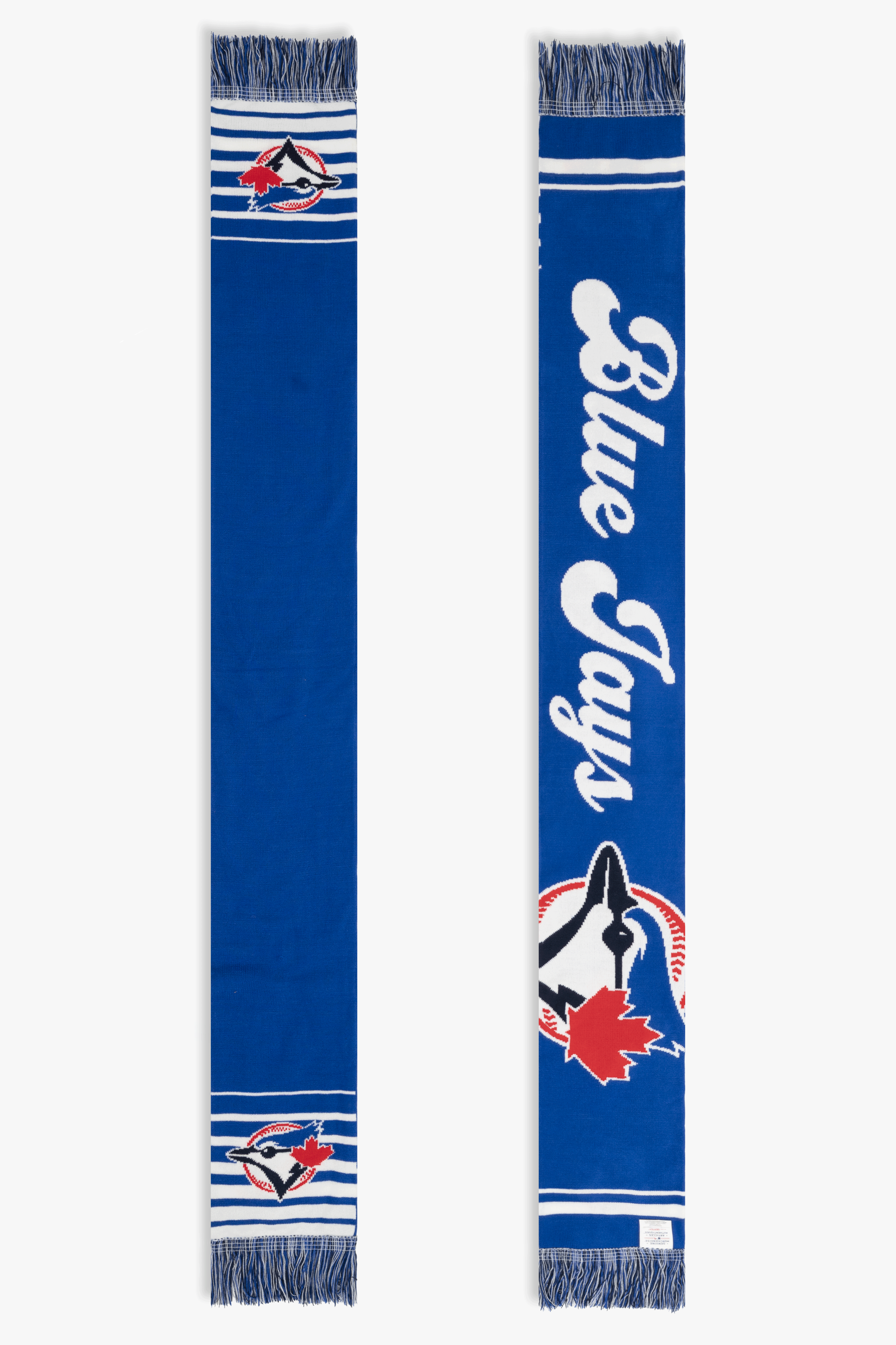 Toronto Blue Jays 2-Sided Fan Scarf, Double-Knit MLB Stadium Scarf with Fringe, One Size