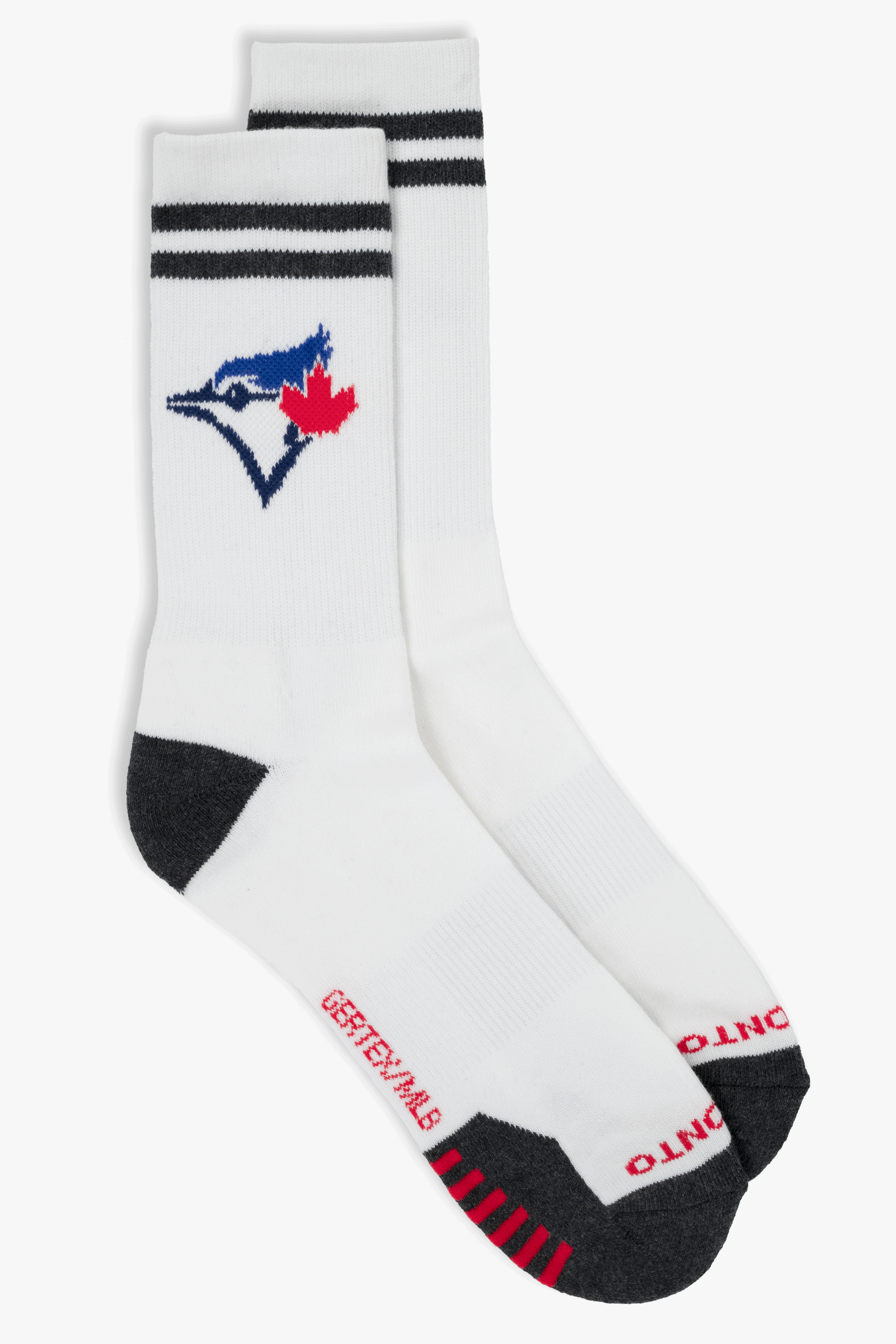 Toronto Blue Jays Adult Men's Crew Socks 3-Pack, Athletic MLB Socks with Knit-In Logos, 6-12