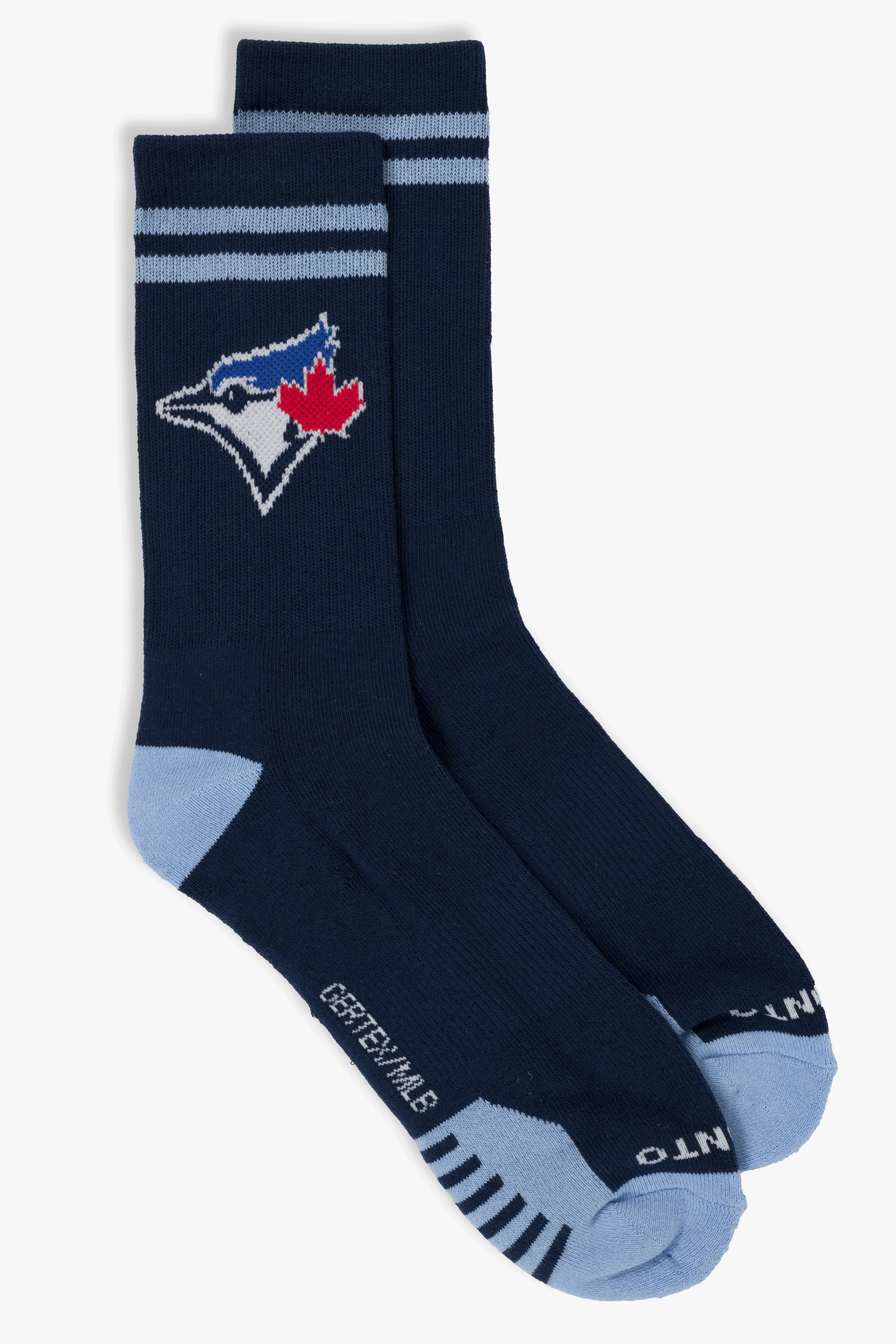 Toronto Blue Jays Adult Men's Crew Socks 3-Pack, Athletic MLB Socks with Knit-In Logos, 6-12