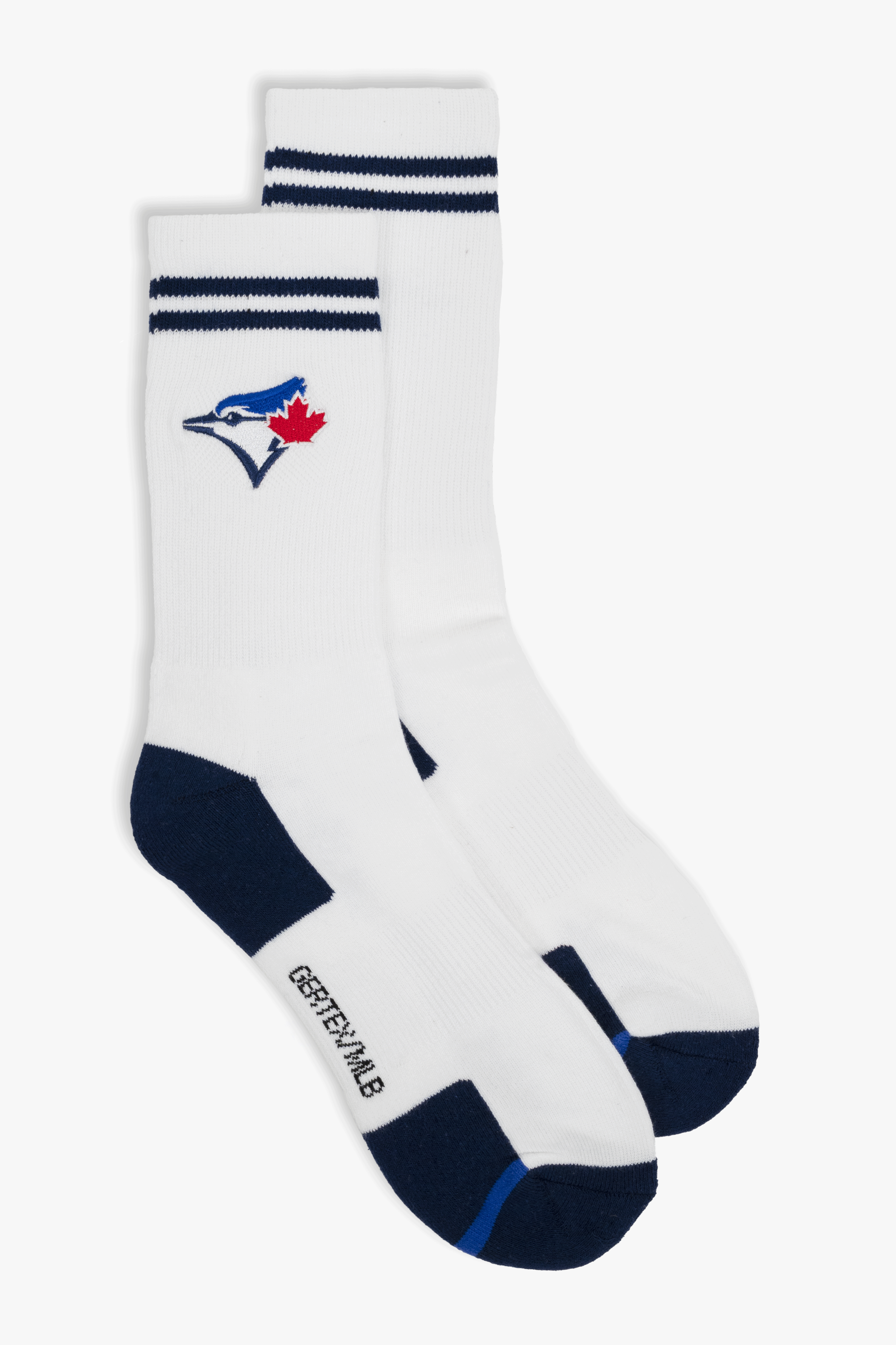 Toronto Blue Jays Men's Crew Socks 3-Pack with Embroidered Logo, Cushioned Sole MLB Sport Socks, 6-12, Fan Apparel