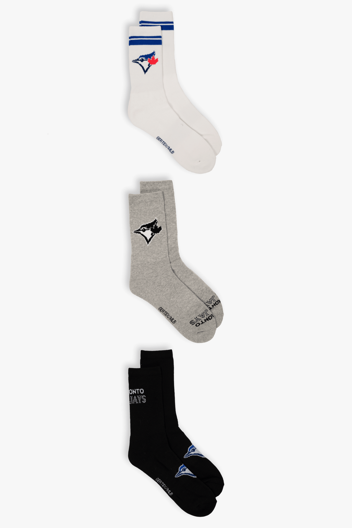 Toronto Blue Jays Men's Athletic Crew Socks 3-Pack, Cushioned Sole MLB Sport Socks