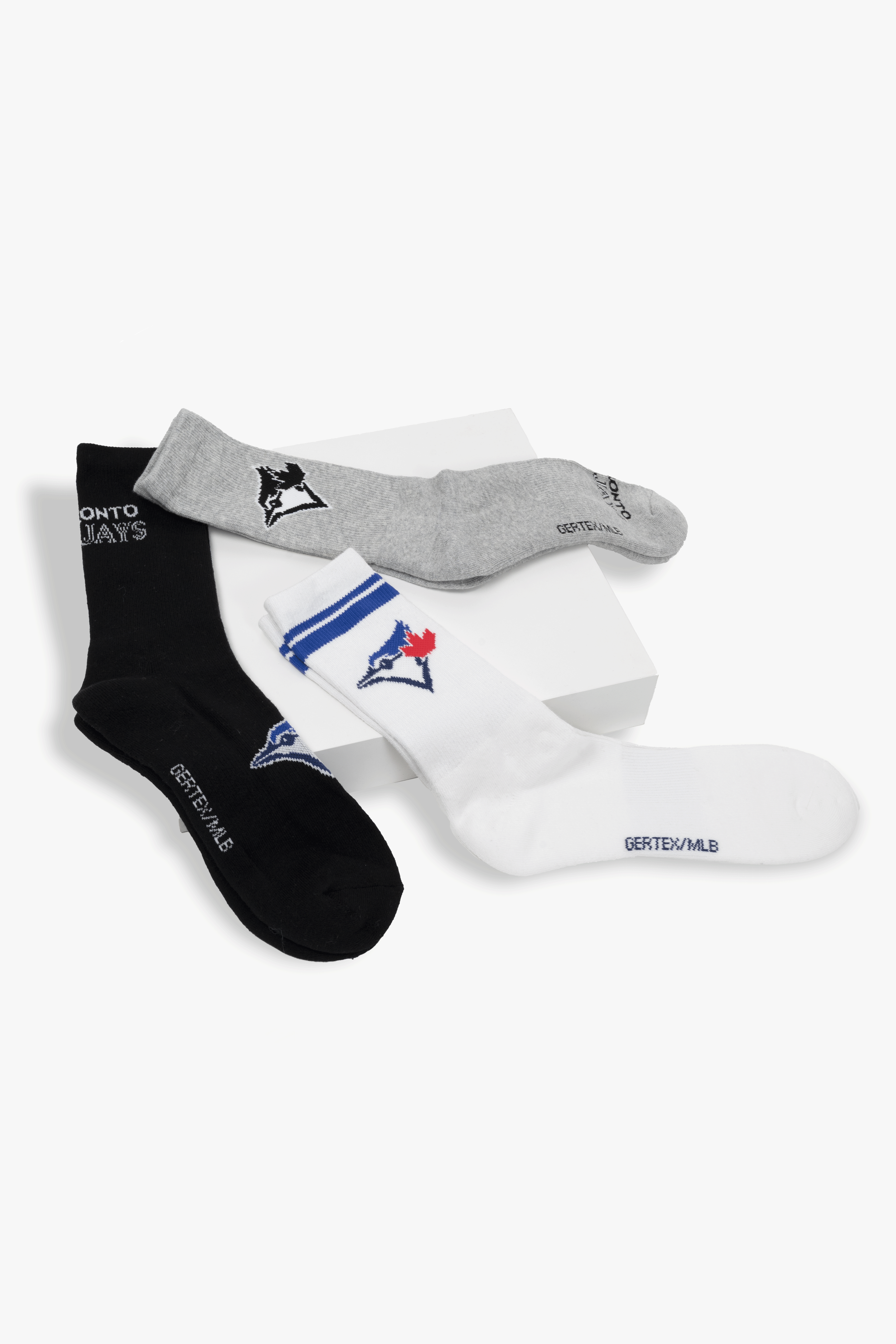 Toronto Blue Jays Men's Athletic Crew Socks 3-Pack, Cushioned Sole MLB Sport Socks