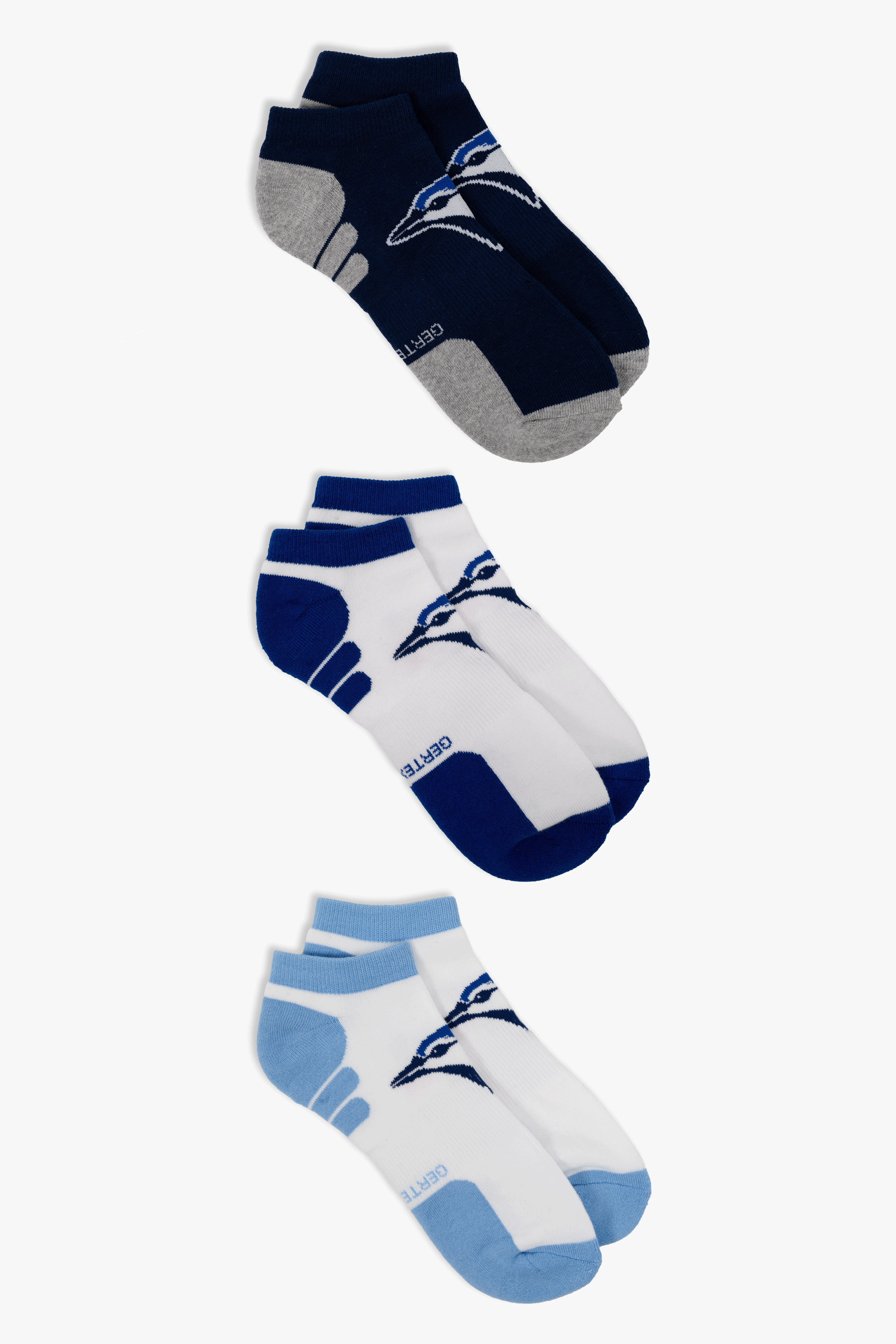 Toronto Blue Jays Men's 3-Pack No-Show Socks, Low-Cut Athletic MLB Socks with Arch Support