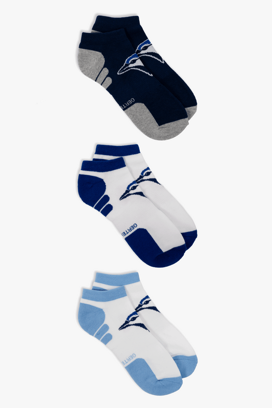 Toronto Blue Jays Men's 3-Pack No-Show Socks, Low-Cut Athletic MLB Socks with Arch Support