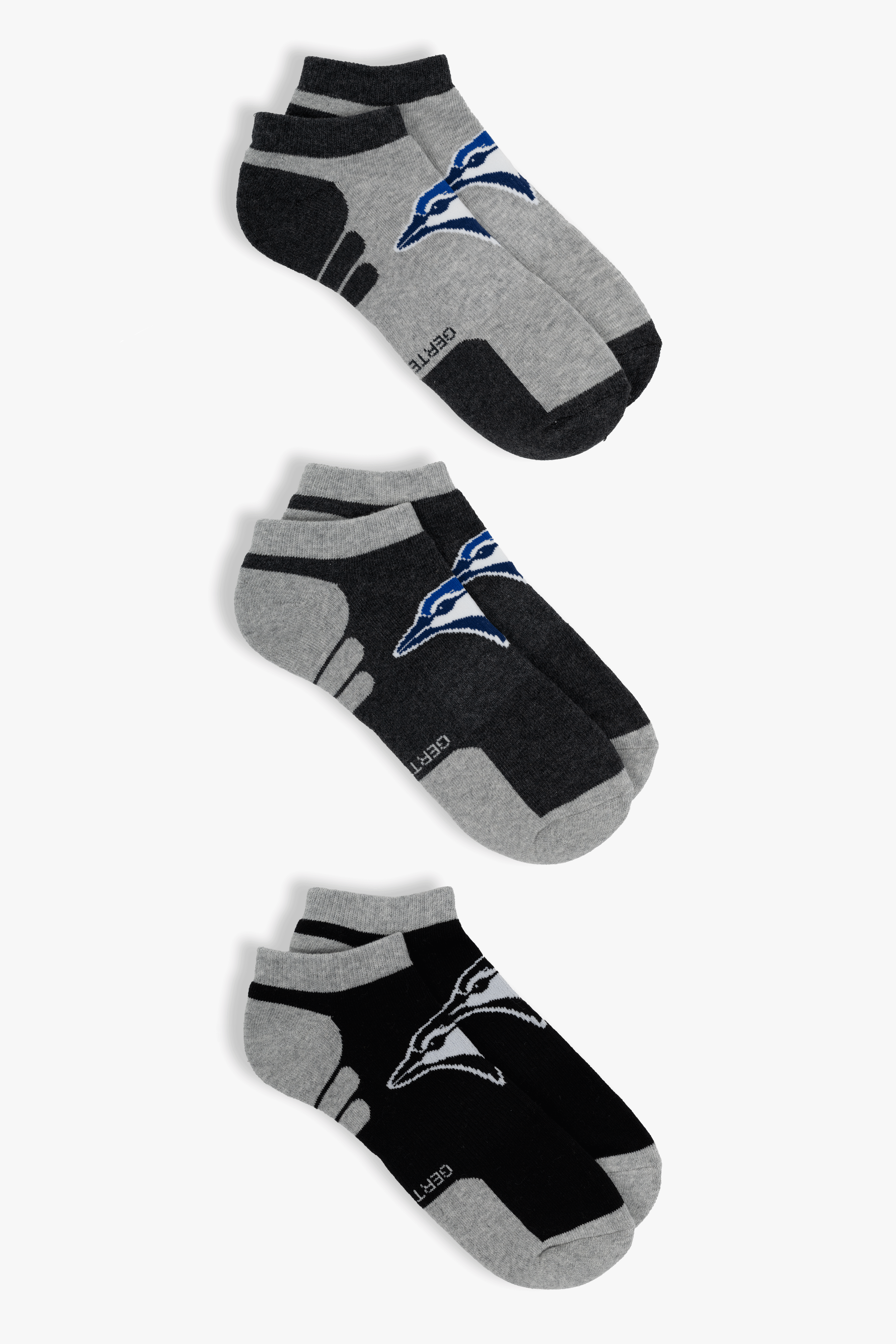 Toronto Blue Jays Men's 3-Pack No-Show Socks, Low-Cut Athletic MLB Socks with Arch Support