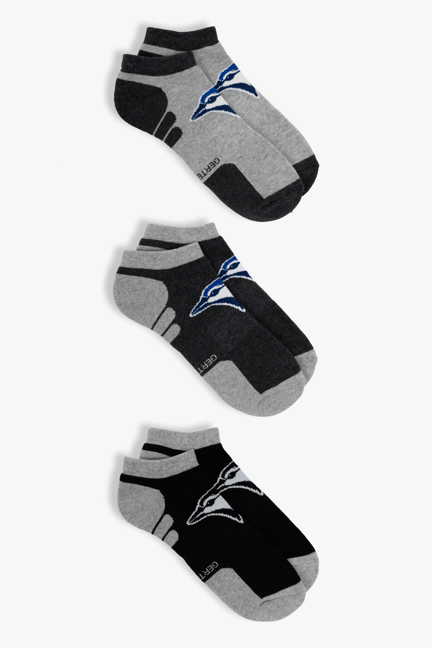 Toronto Blue Jays Men's 3-Pack No-Show Socks, Low-Cut Athletic MLB Socks with Arch Support