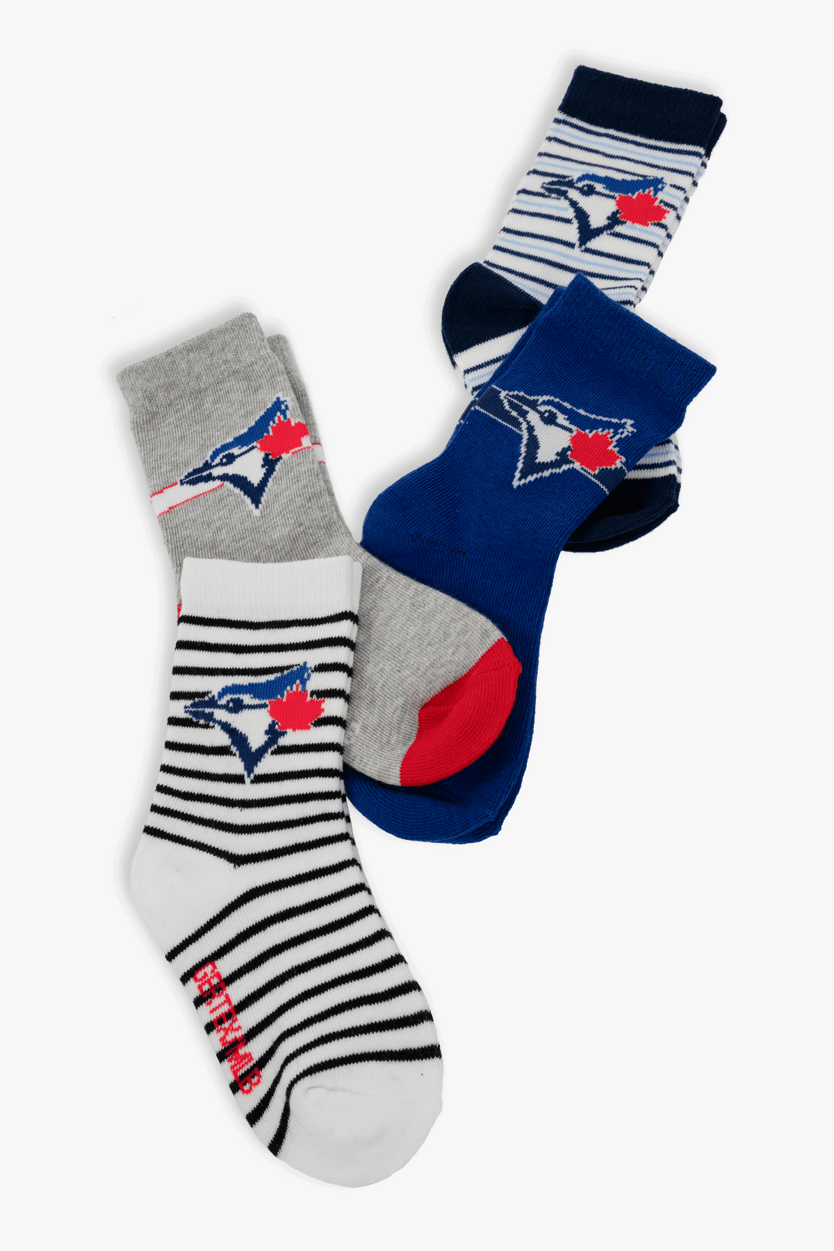 Toronto Blue Jays Infant/Toddler 4-Pack Crew Socks, MLB Baseball Socks, 0-12 to 3-5, Holiday Baby Fan Gift