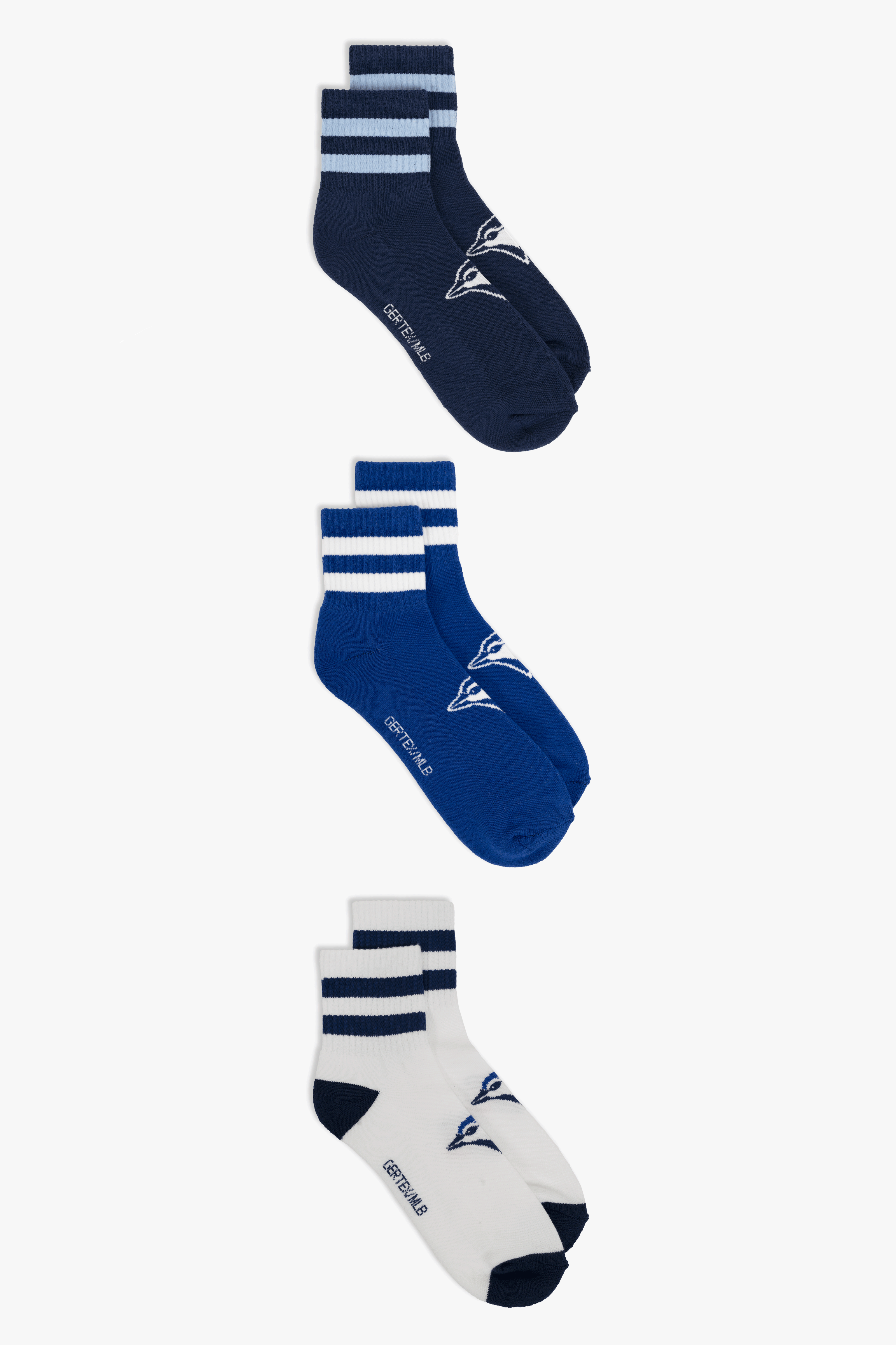 Toronto Blue Jays Men's Quarter Socks 3-Pack, MLB Athletic Ankle Socks, 6-12