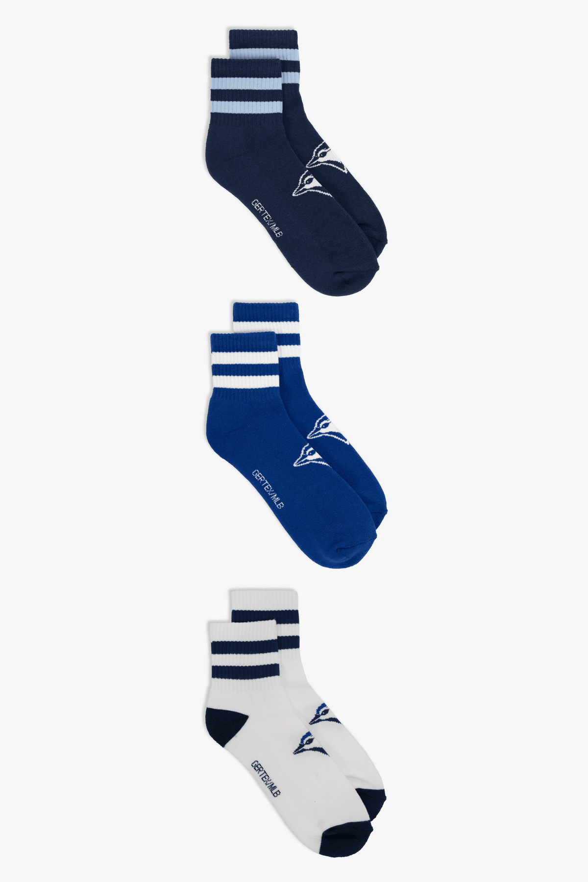 Toronto Blue Jays Men's Quarter Socks 3-Pack, MLB Athletic Ankle Socks, 6-12