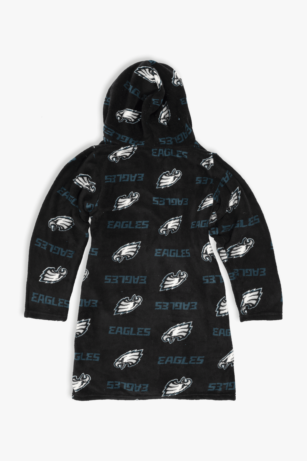 Philadelphia Eagles Youth Fleece Robe, Hooded NFL Kids Bathrobe with Tie Belt and Pockets, Children's Sizes