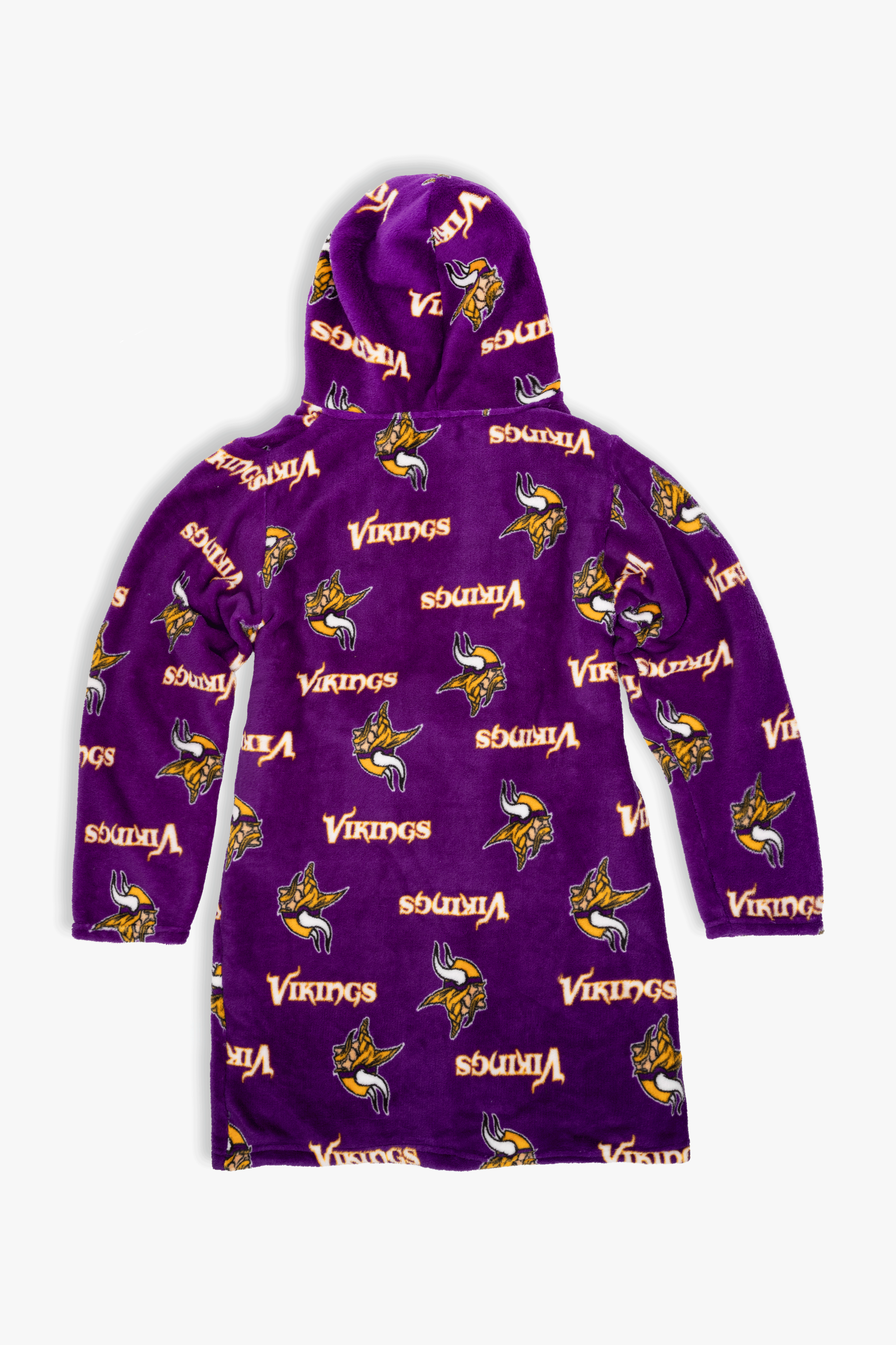 Minnesota Vikings Youth Fleece Robe, Hooded NFL Kids Bathrobe with Tie Belt and Pockets, Children's Sizes