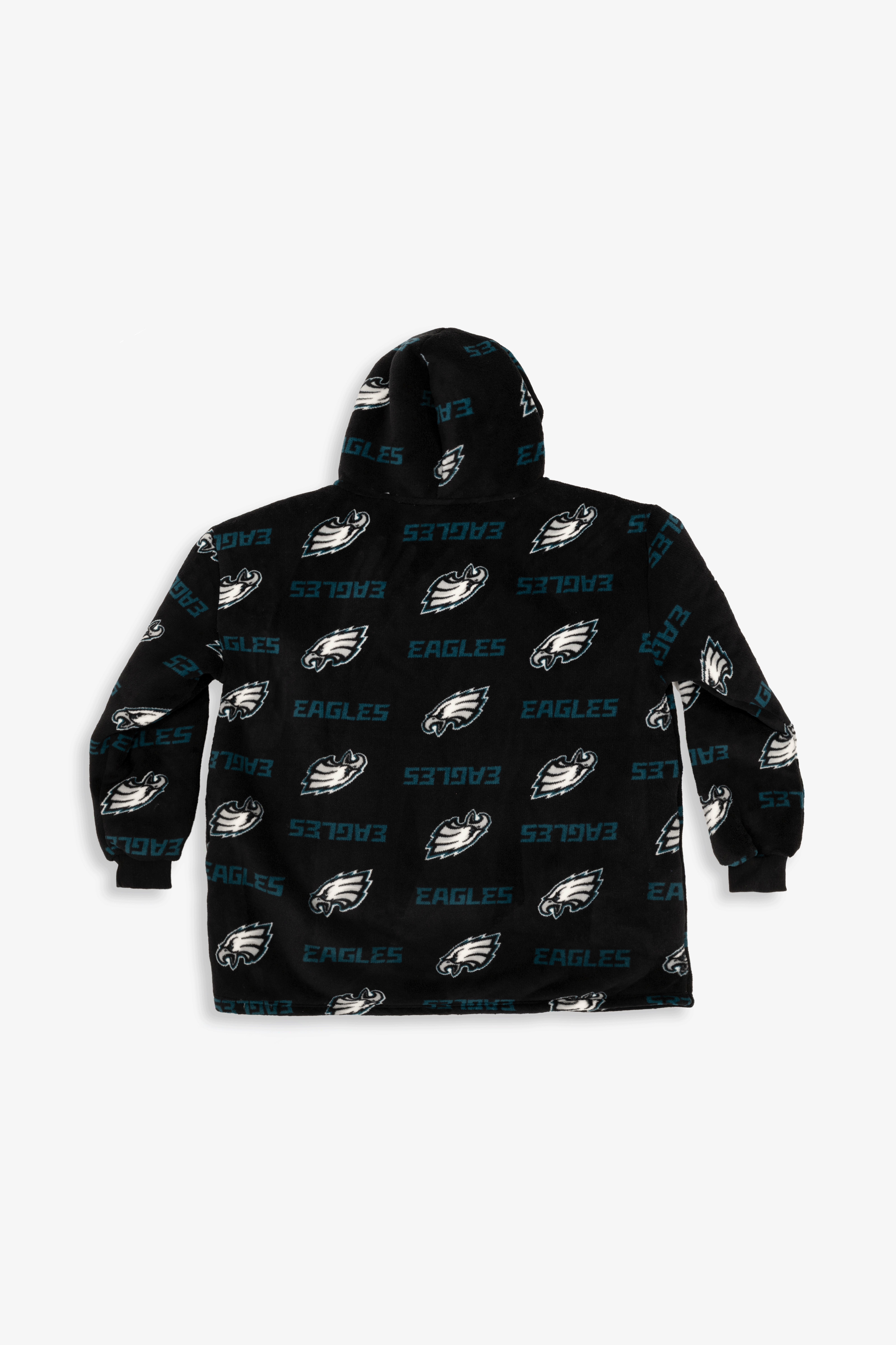 NFL Youth Philadelphia Eagles Coral Fleece Blanket Hoodie, Oversized Kids Wearable Blanket, Sherpa Lined, S/M-L/XL