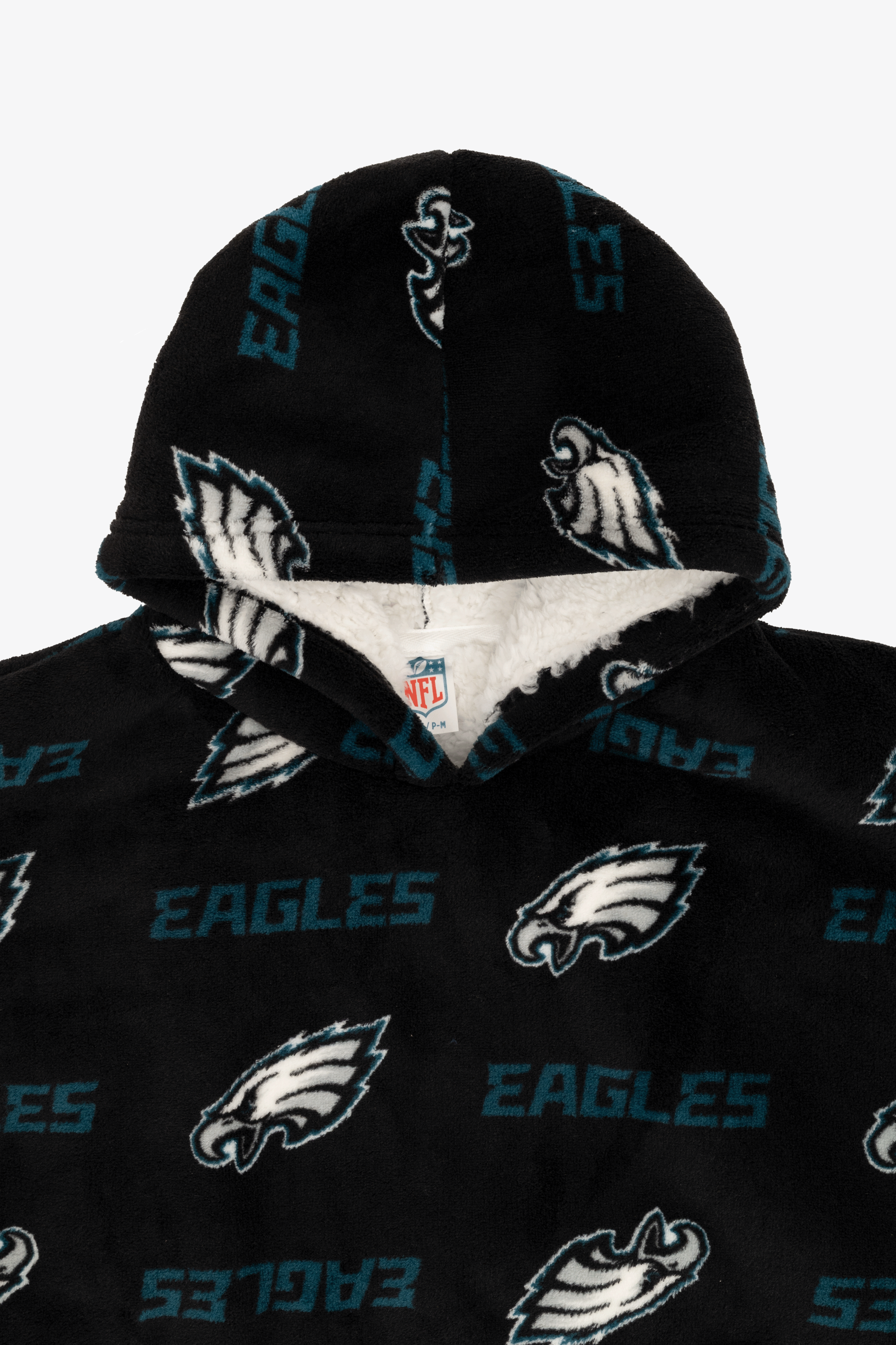 NFL Youth Philadelphia Eagles Coral Fleece Blanket Hoodie, Oversized Kids Wearable Blanket, Sherpa Lined, S/M-L/XL