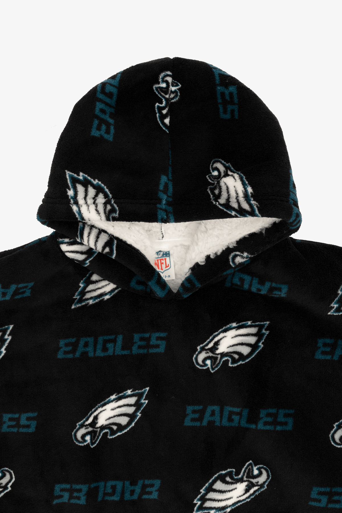 NFL Youth Philadelphia Eagles Coral Fleece Blanket Hoodie, Oversized Kids Wearable Blanket, Sherpa Lined, S/M-L/XL