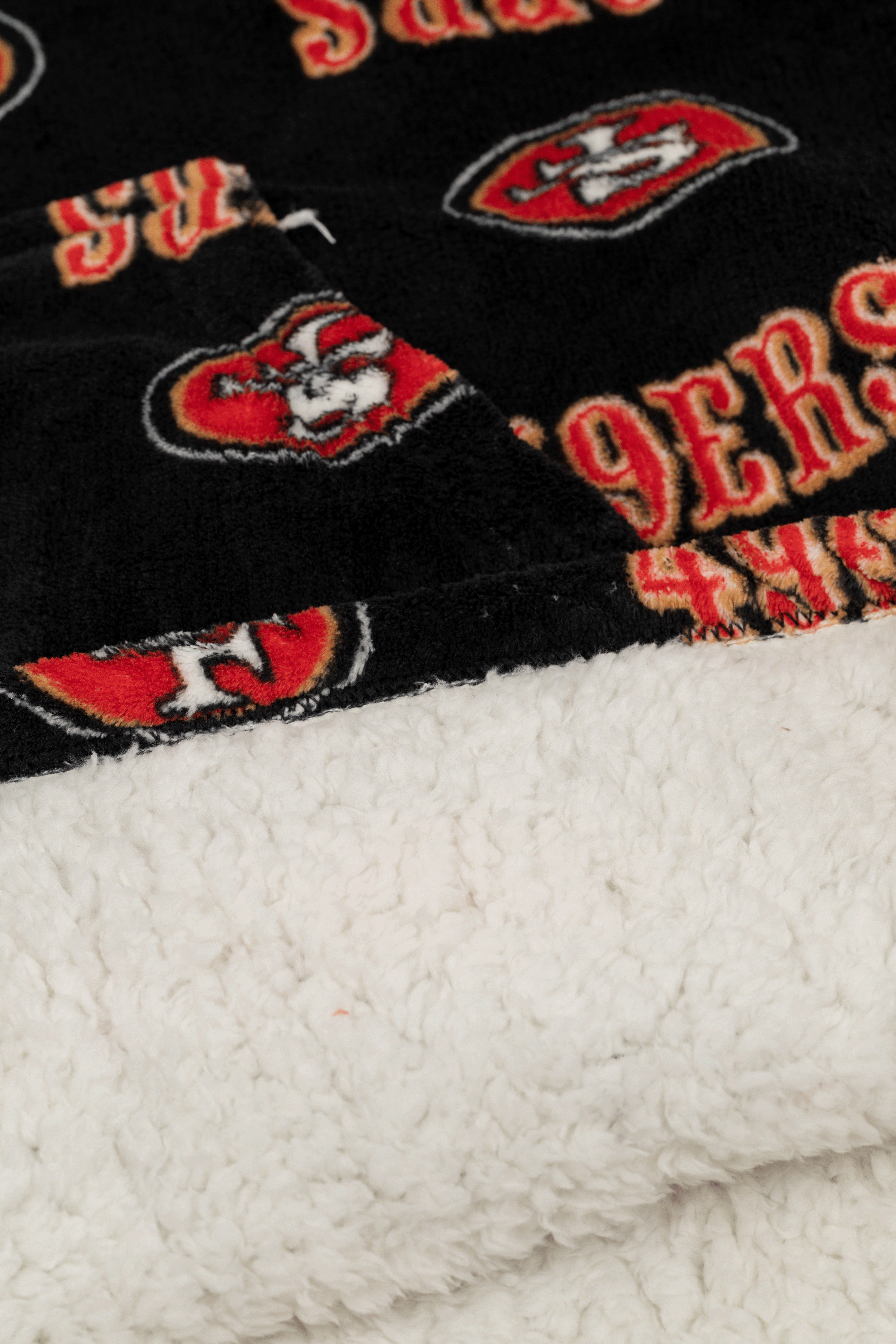 NFL Youth San Francisco 49ers Coral Fleece Blanket Hoodie, Oversized Kids Wearable Blanket, Sherpa Lined, S/M-L/XL