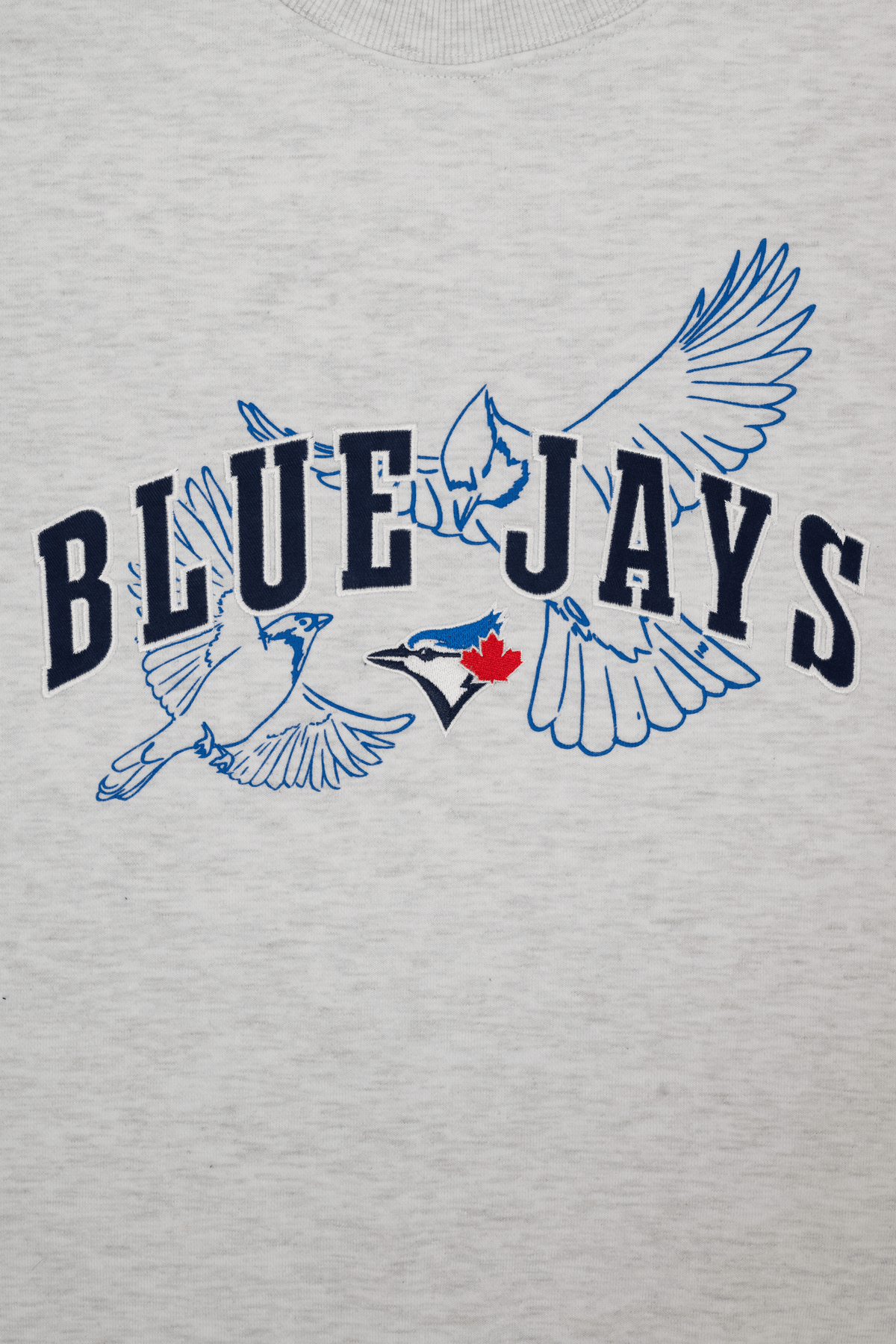 Toronto Blue Jays Crewneck Sweatshirt with Varsity Twill Lettering, Embroidered MLB French Terry Sweater, S-XXL