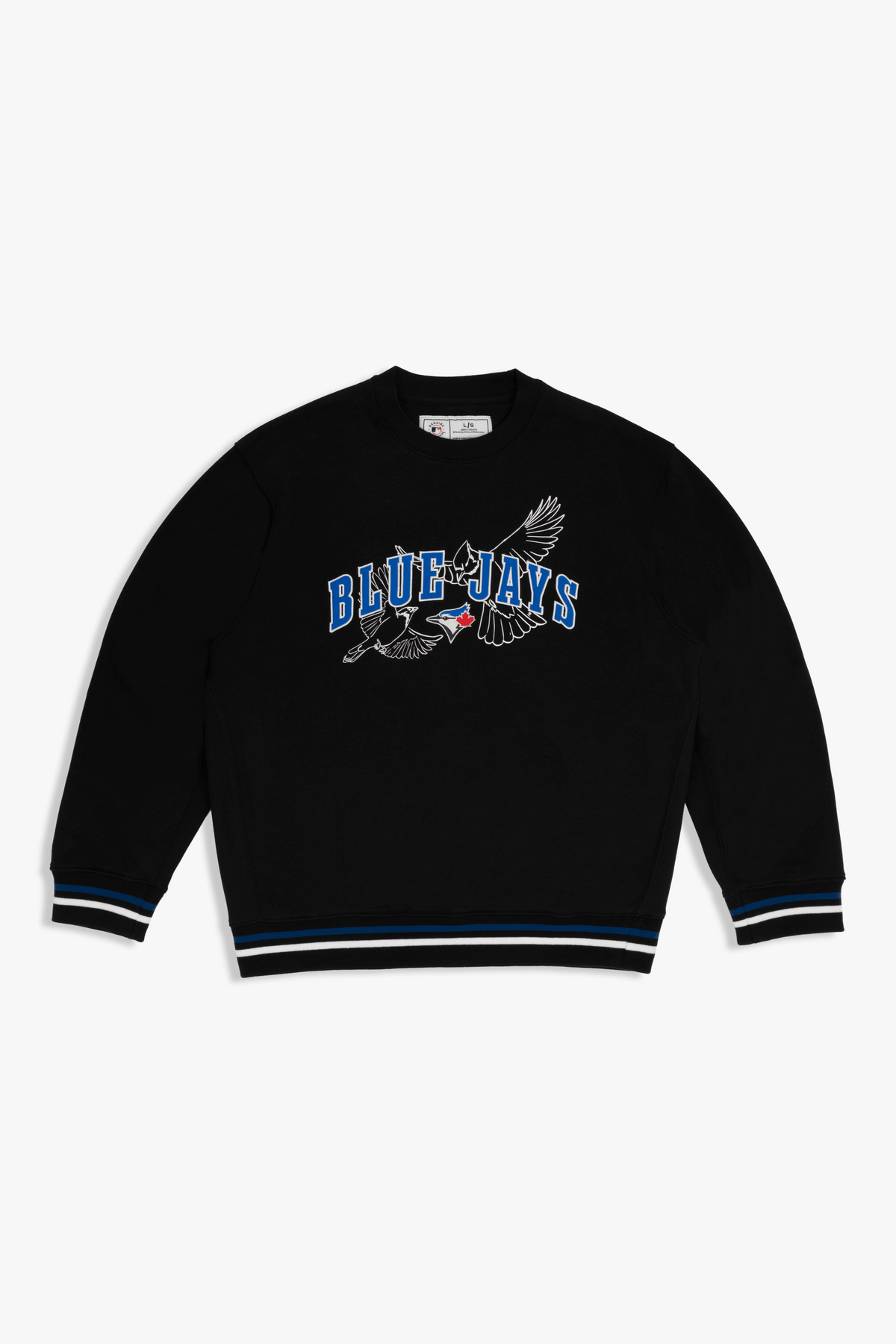Toronto Blue Jays Crewneck Sweatshirt with Varsity Twill Lettering, Embroidered MLB French Terry Sweater, S-XXL