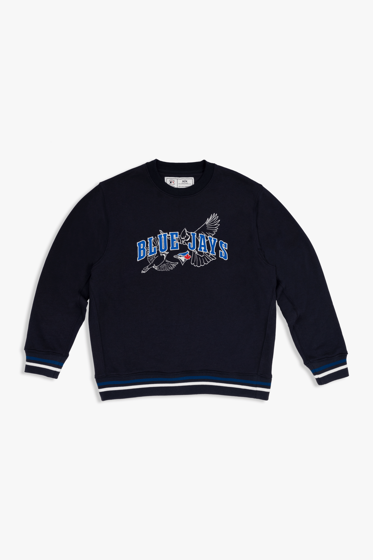 Toronto Blue Jays Crewneck Sweatshirt with Varsity Twill Lettering, Embroidered MLB French Terry Sweater, S-XXL