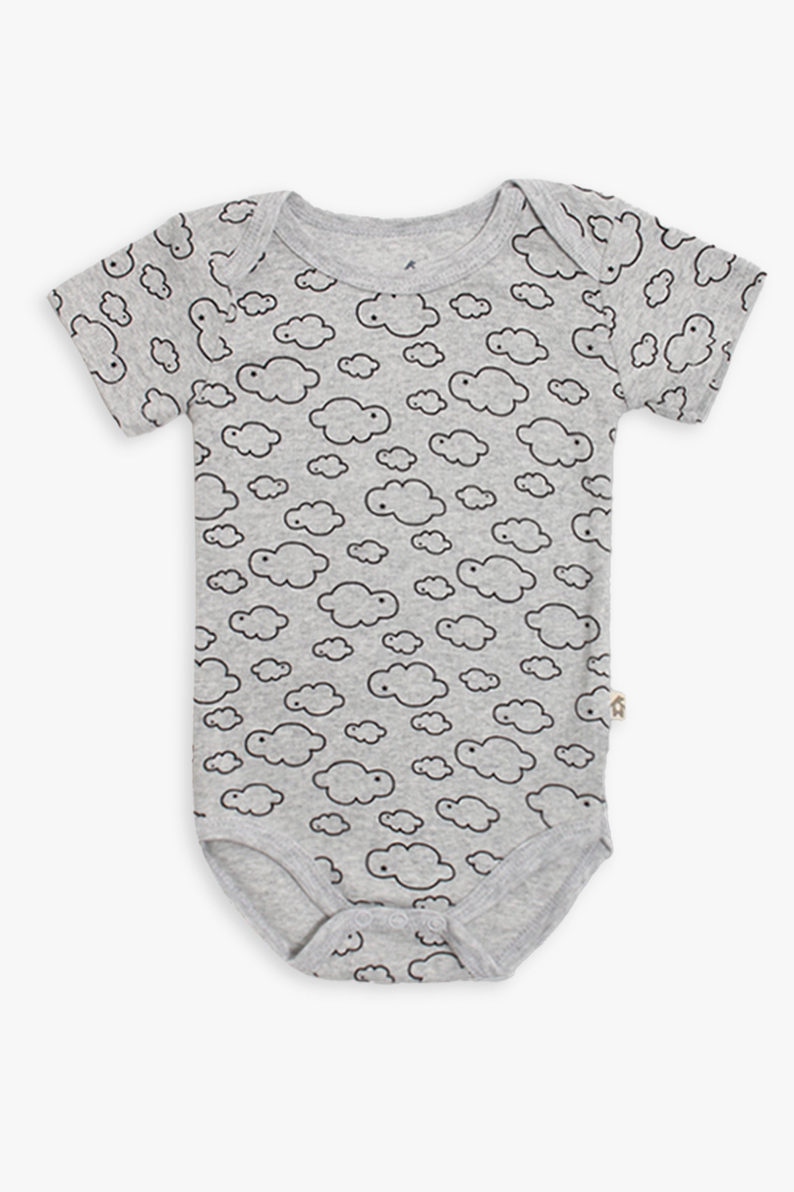 Snugabye Black & White Grey Cloud Short Sleeve Bodysuit