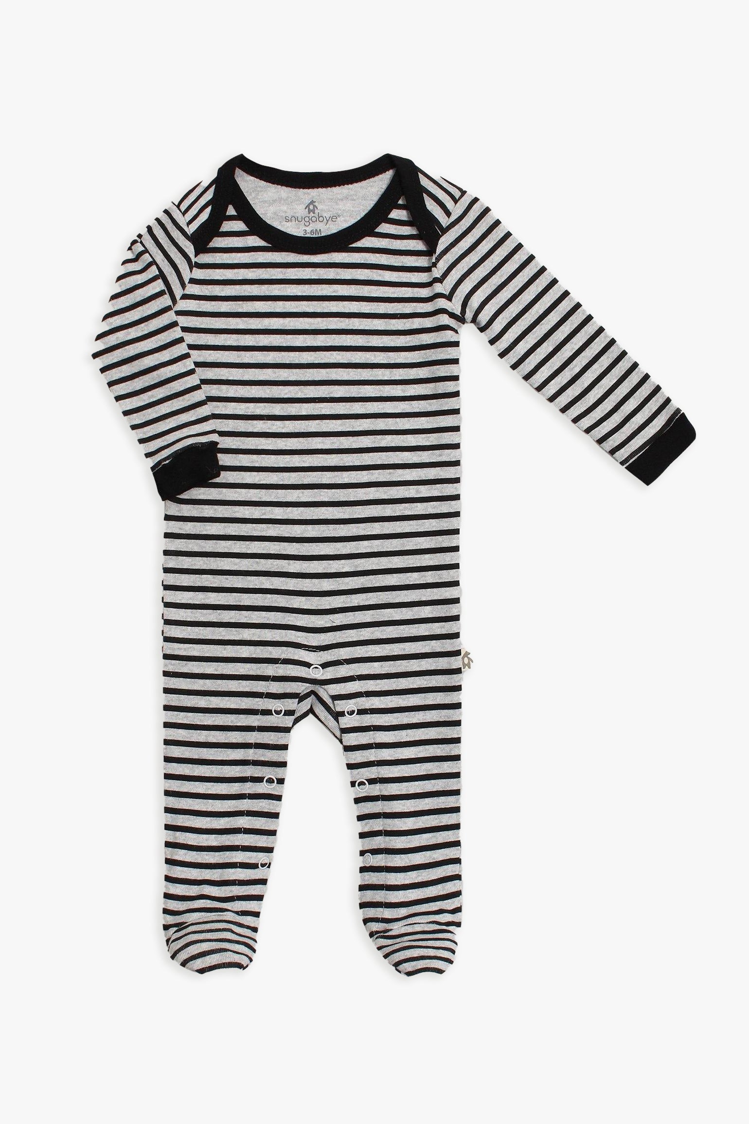 Snugabye Black & White Stripe Footed Sleeper with Snaps