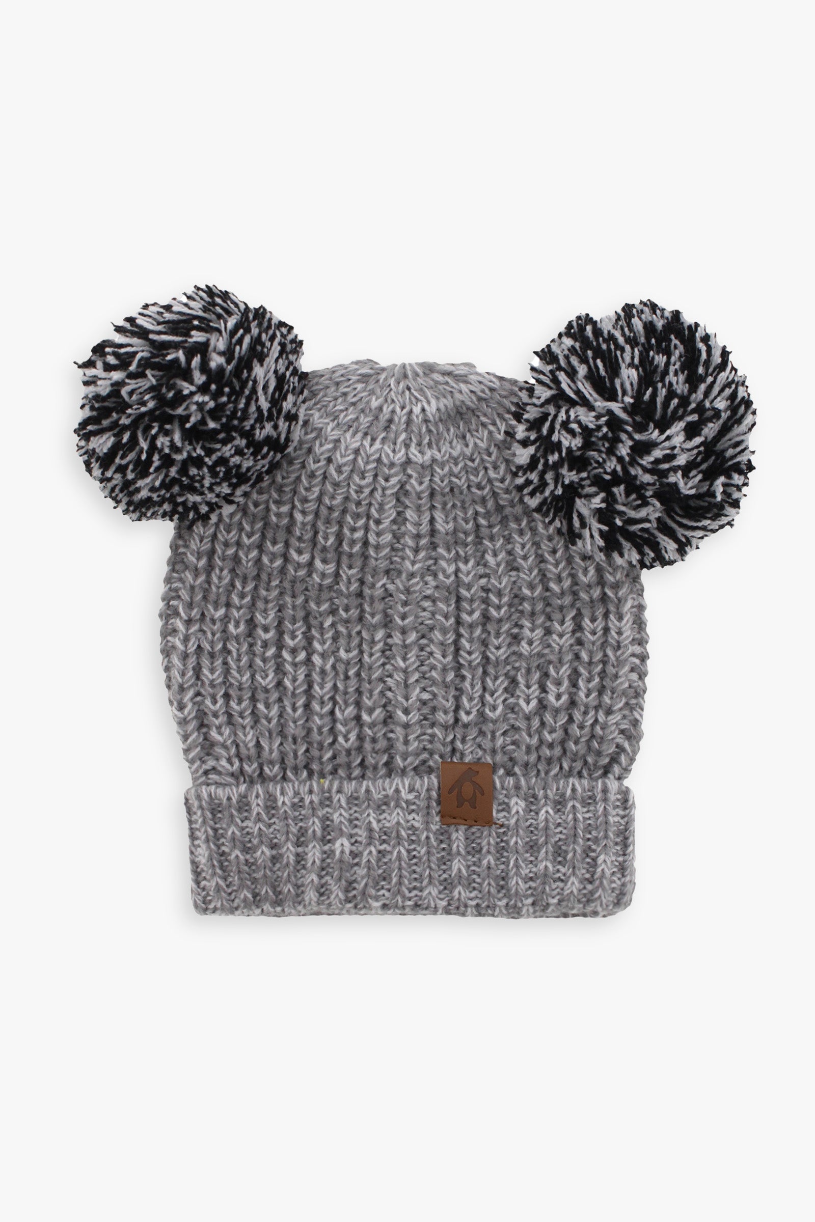 Snugabye Baby Unisex Grey Rib Double Pom-Pom Winter Toque Hat