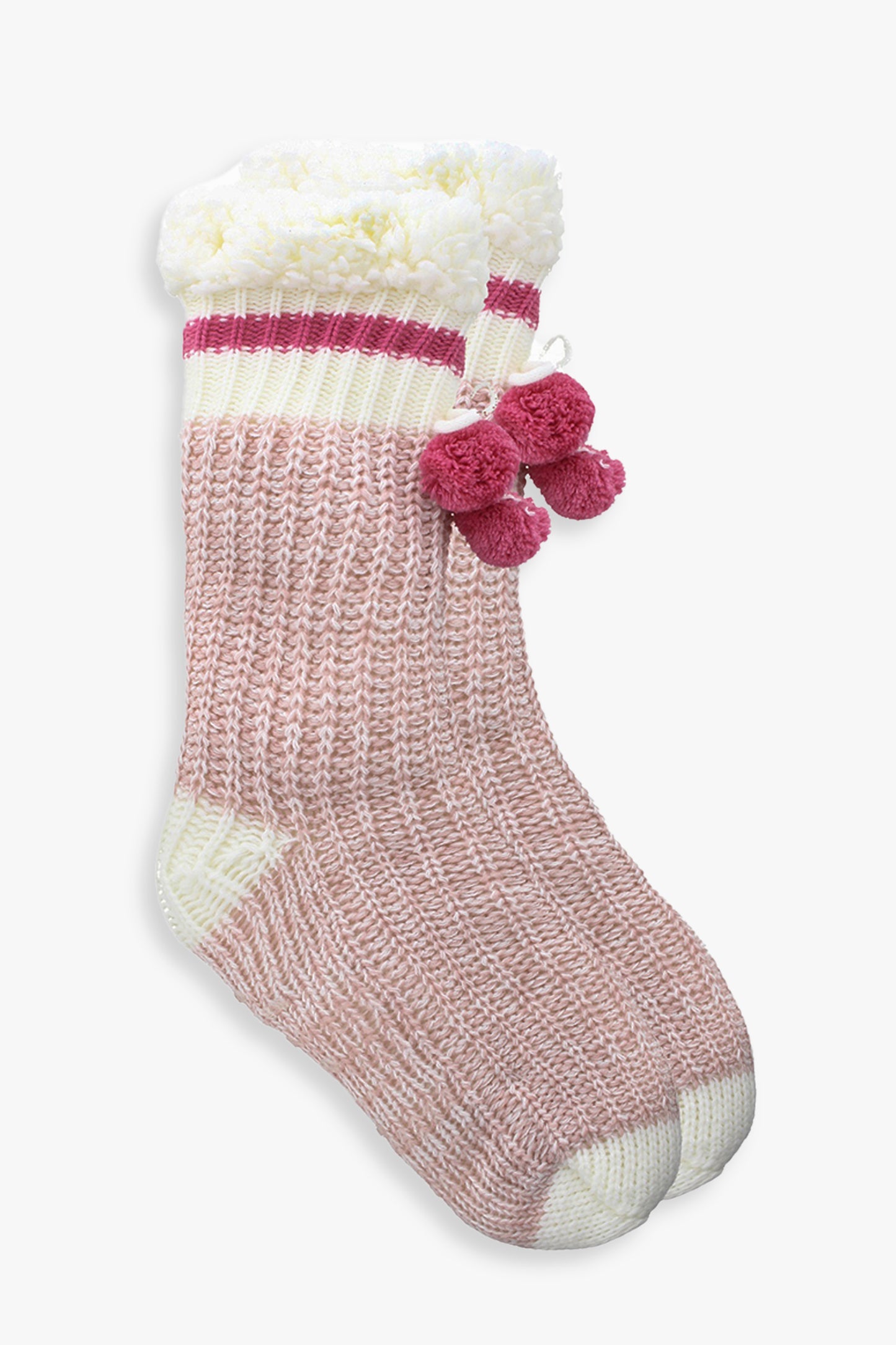 Ladies Faux Shearling Lined Home Sock With Non-Skid