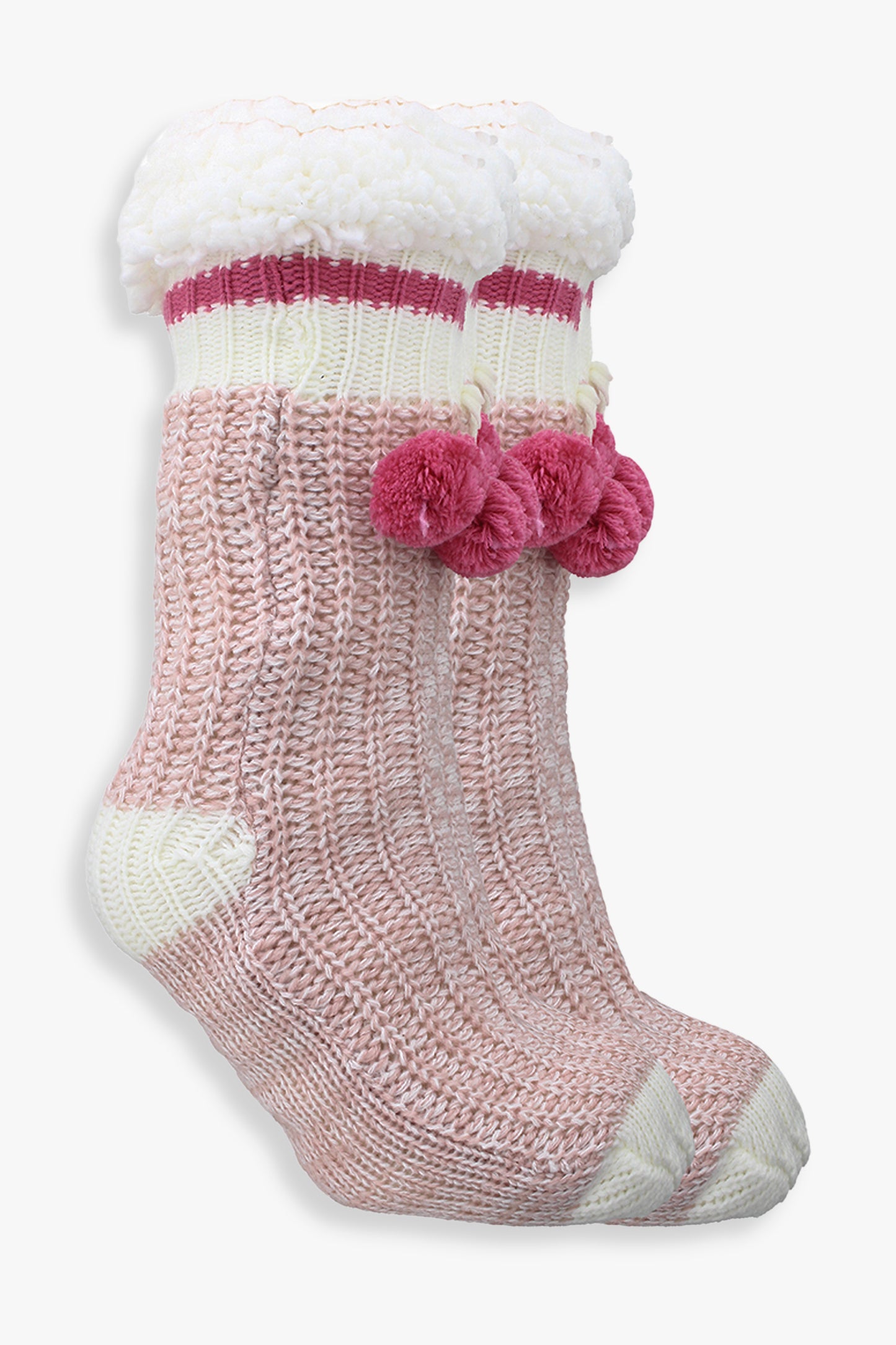 Ladies Faux Shearling Lined Home Sock With Non-Skid