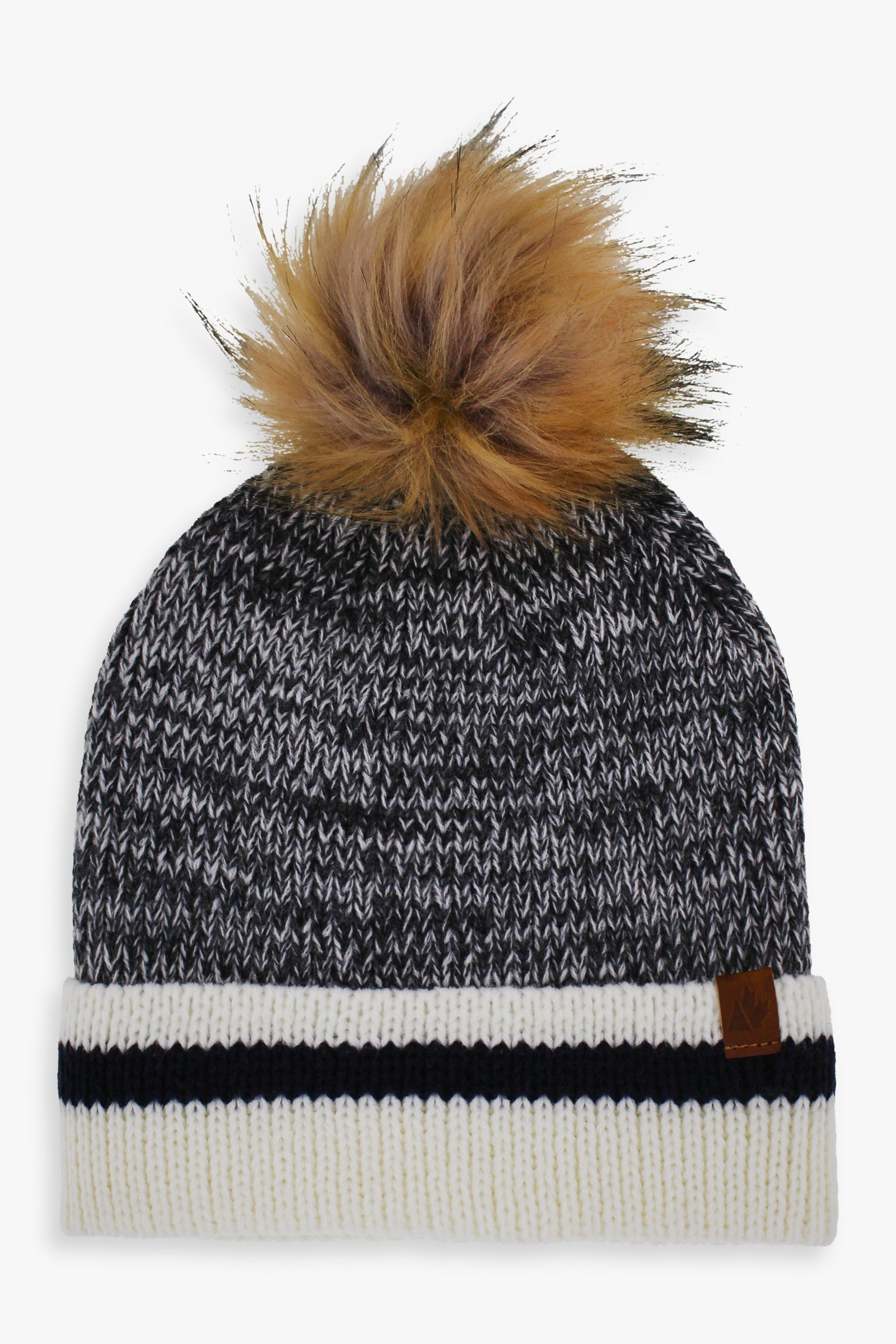 Adult Unisex Fleece Lined Toque With Faux Fur Pom