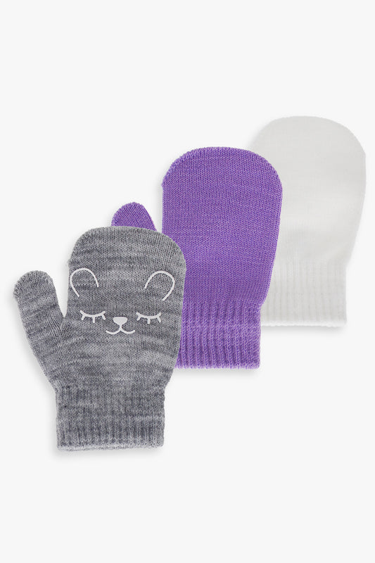 Toddler Girls 3-Pack Critter Mitten