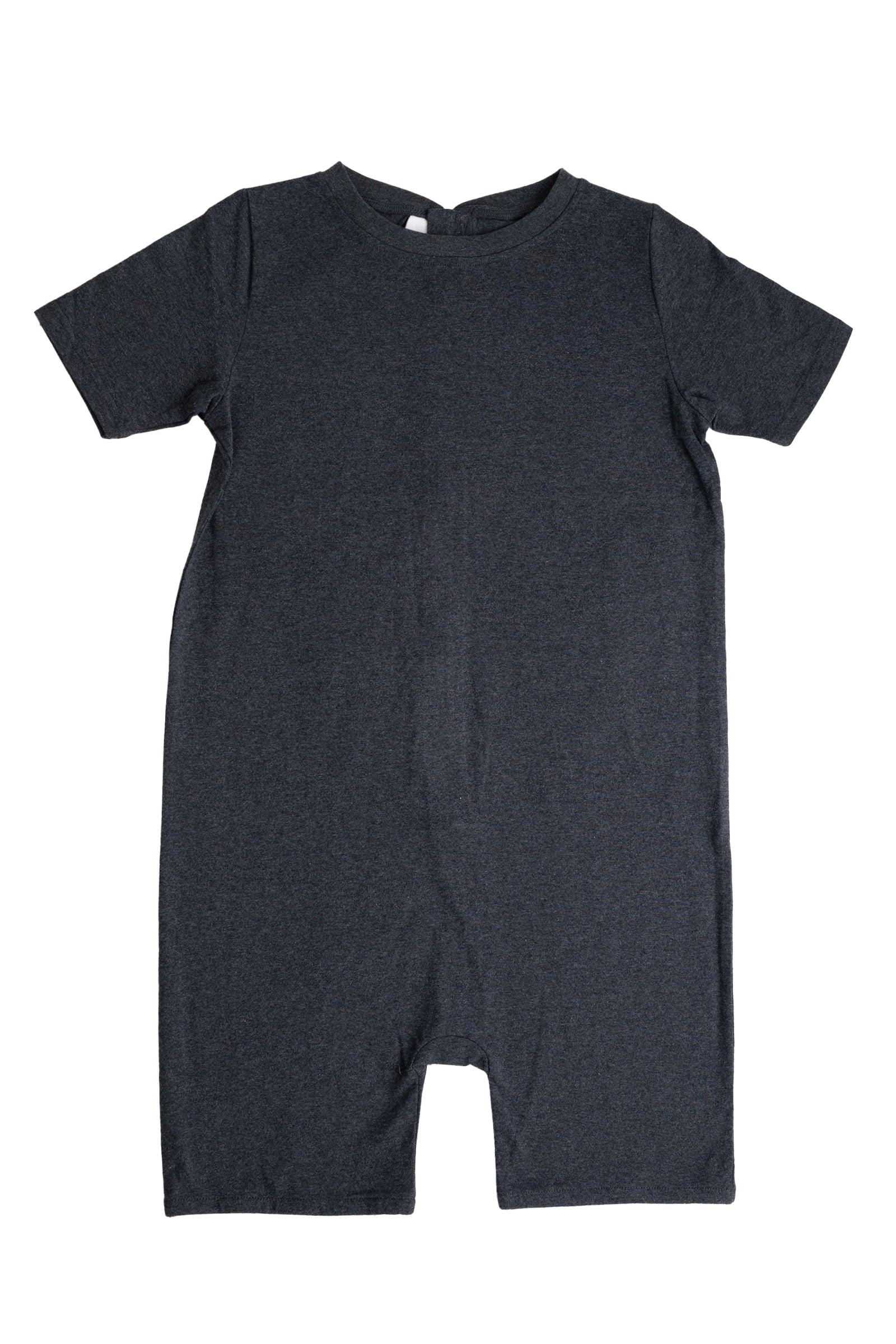 Kids Charcoal Grey Lightweight Organic Cotton Adaptive, Anti-Strip, Back-Zip Romper