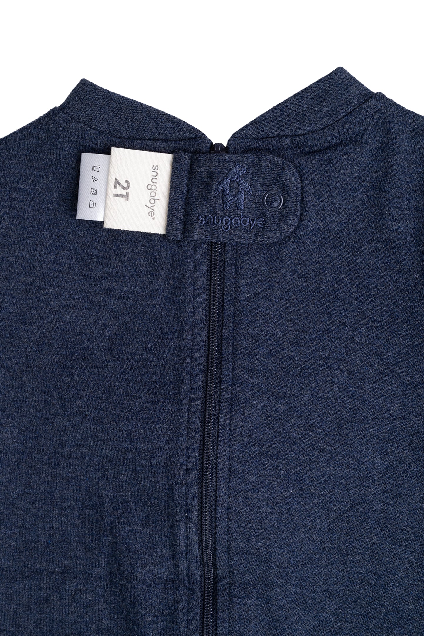 Kids Navy Lightweight Organic Cotton Adaptive, Anti-Strip, Back-Zip Romper