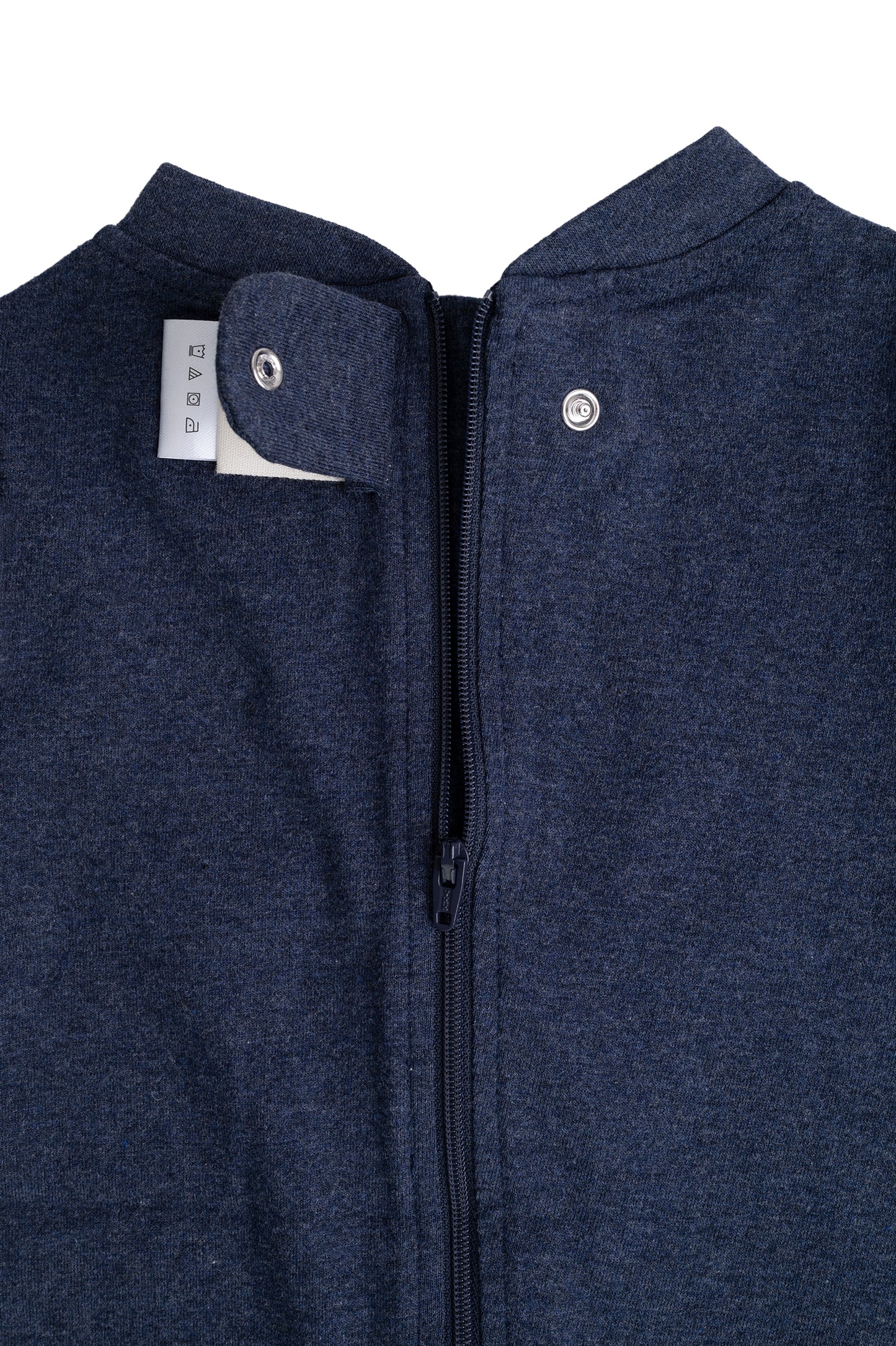 Kids Navy Lightweight Organic Cotton Adaptive, Anti-Strip, Back-Zip Romper