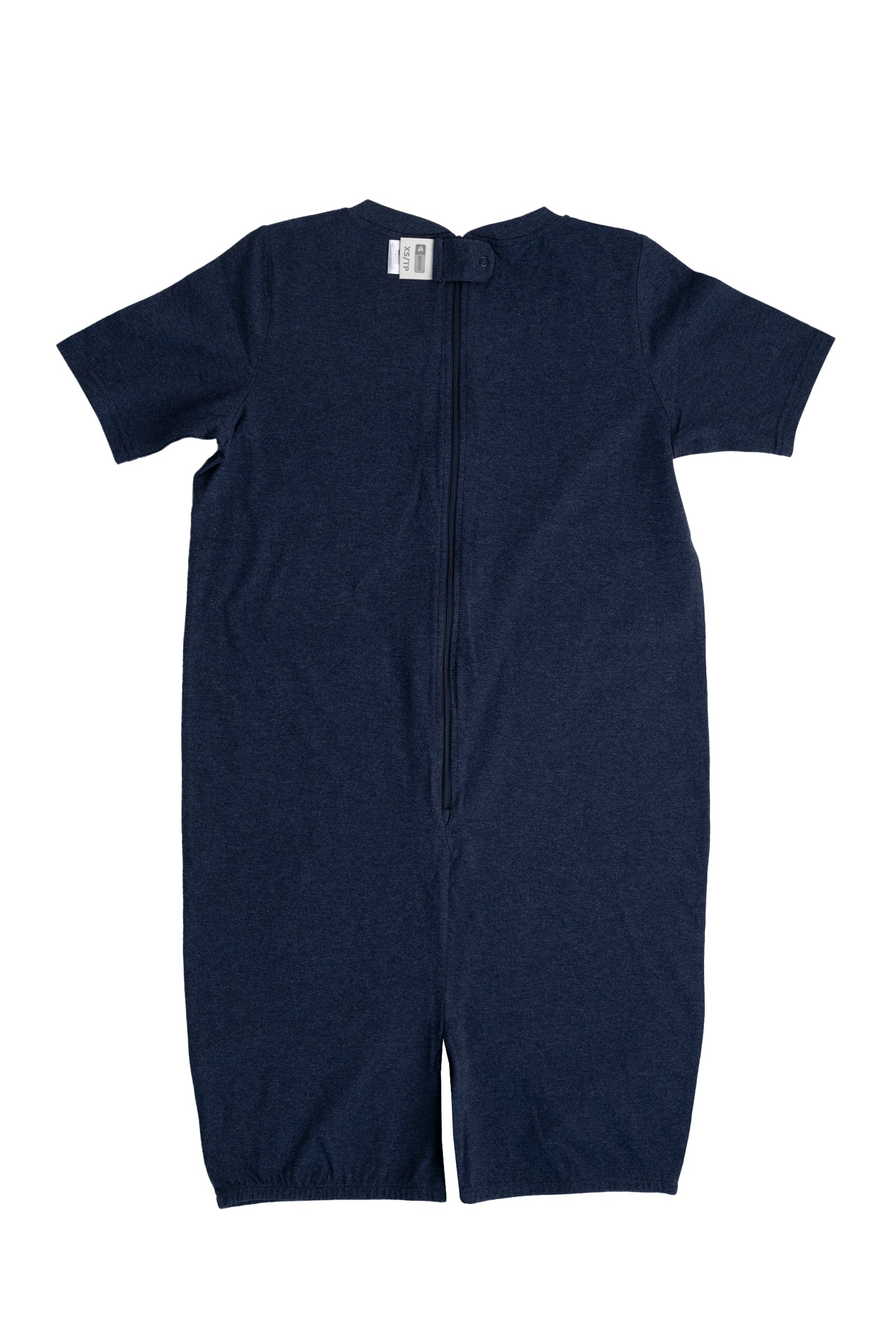 Adult Navy Adaptive Organic Cotton Lightweight, Anti-Strip Back-Zip Romper