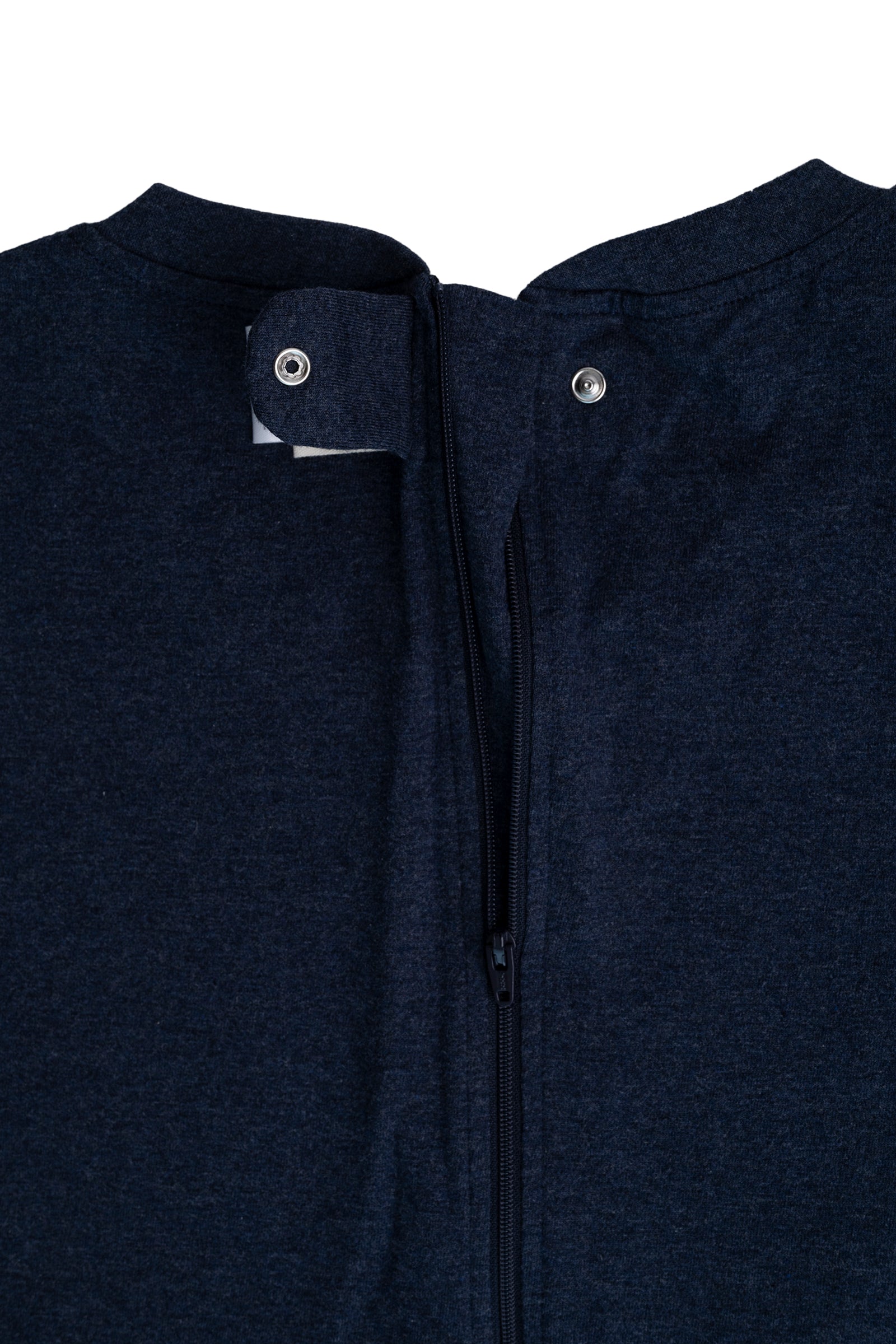 Adult Navy Adaptive Organic Cotton Lightweight, Anti-Strip Back-Zip Romper