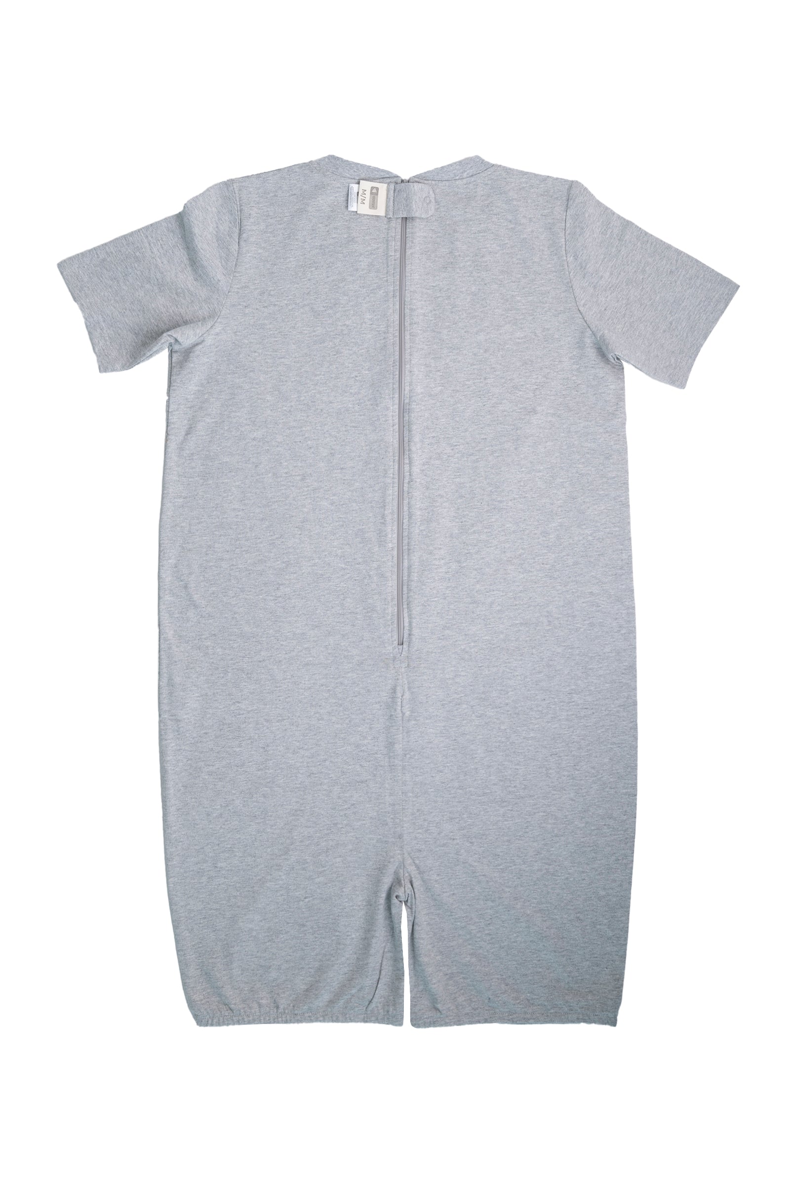 Adult Heather Grey Adaptive Organic Cotton Lightweight, Anti-Strip Back-Zip Romper