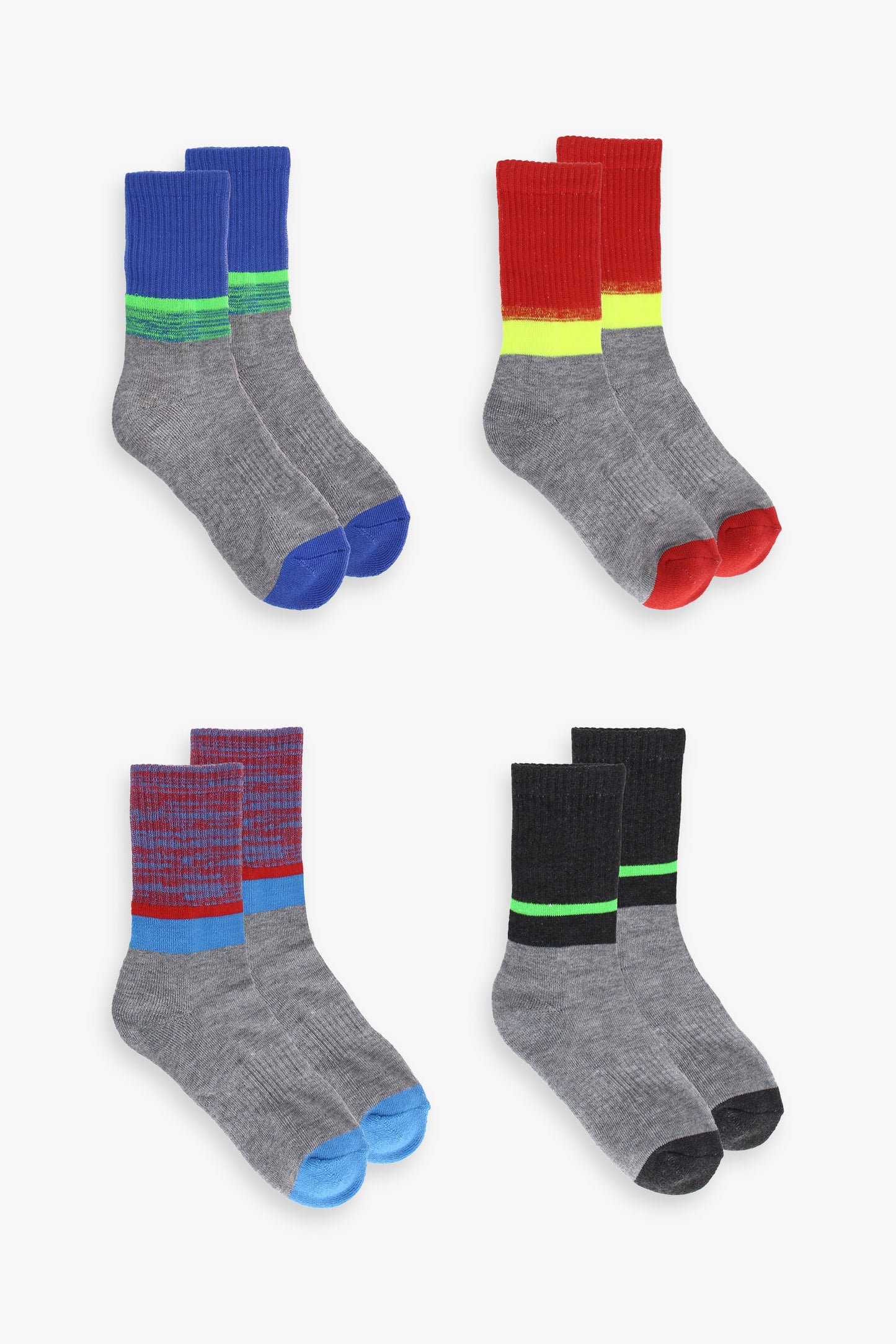 Boys 4-Pack Athletic Crew Socks