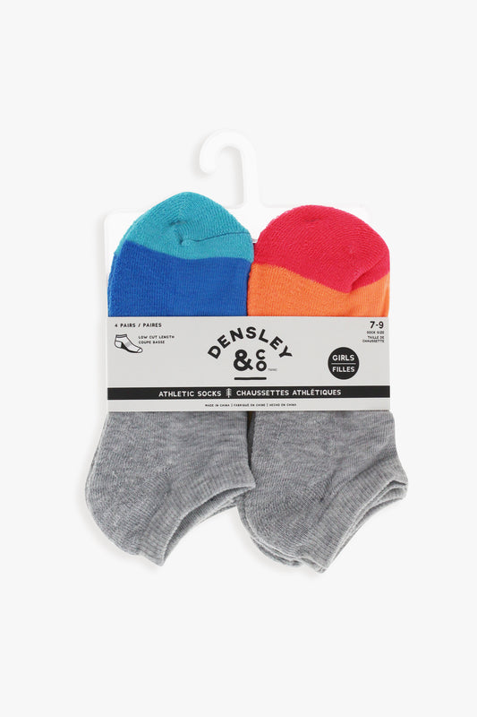 D&Co Girls 4Pk Athletic No Show Socks