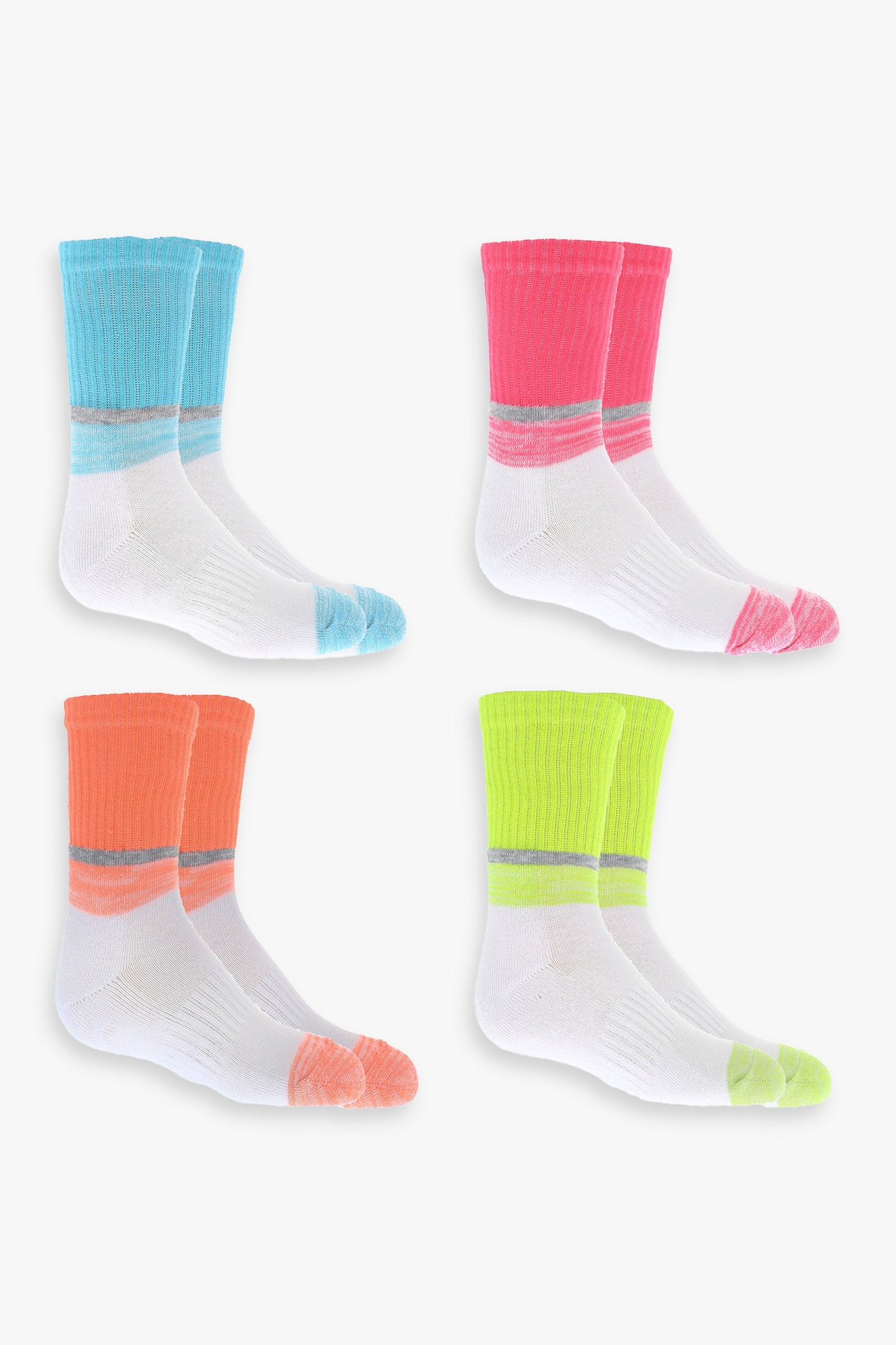 Girls 4-Pack Athletic Crew Socks