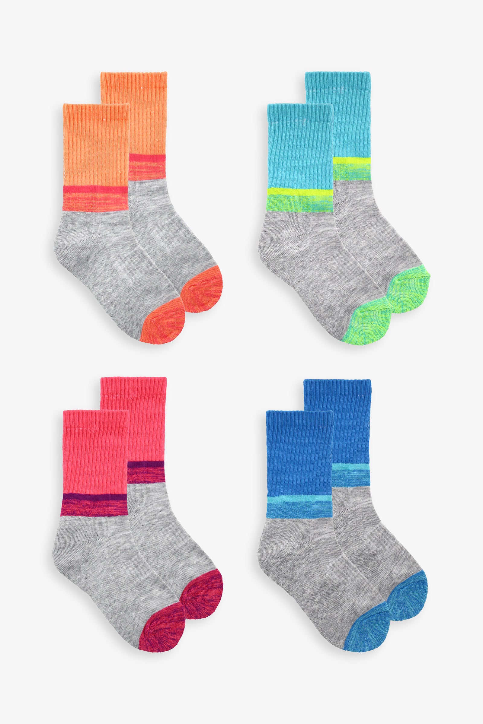 Girls 4-Pack Athletic Crew Socks