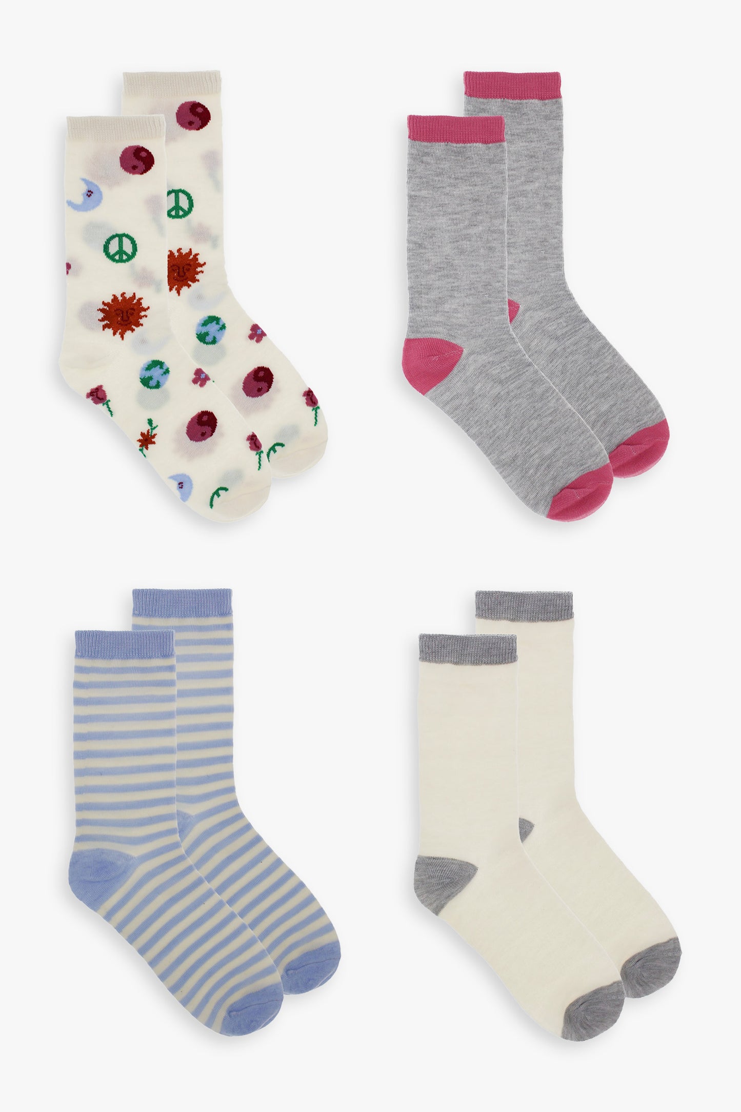 Graphic Ladies 4-Pack Crew Socks