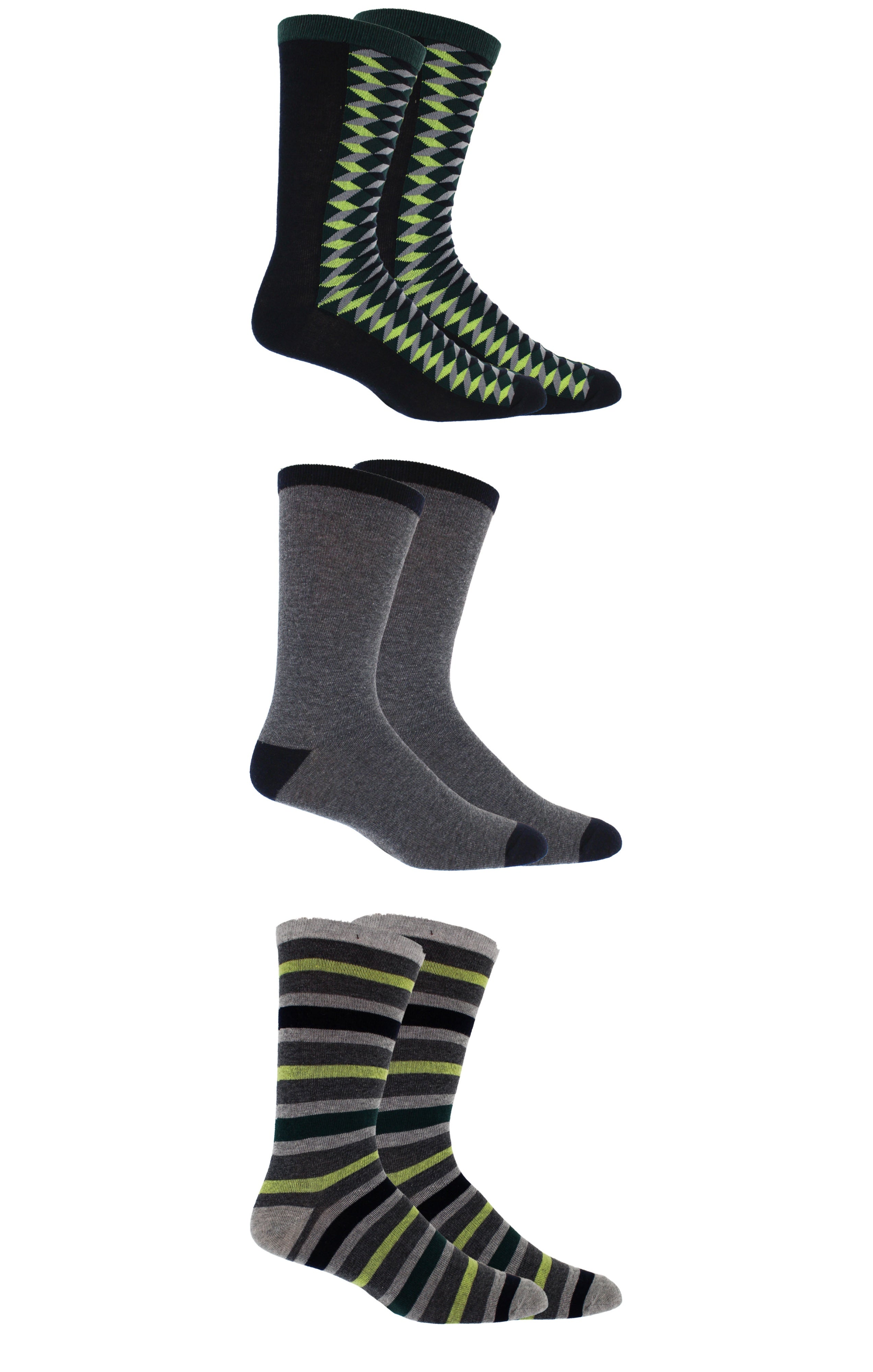 Men's 3-Pack Lime Green Dress Socks